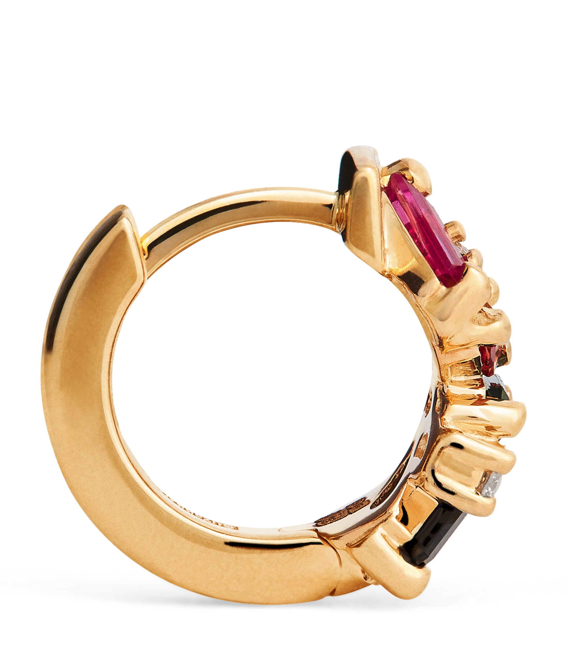 Yellow Gold, Diamond and Sapphire Frenzy Huggie Earrings 18K YG/RS Image 4