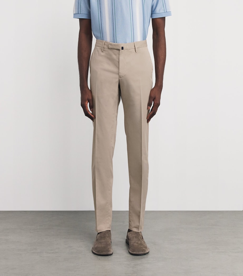 slowear Mens Cotton Royal Batavia Slim Chinos Beige Chiaro Image 3