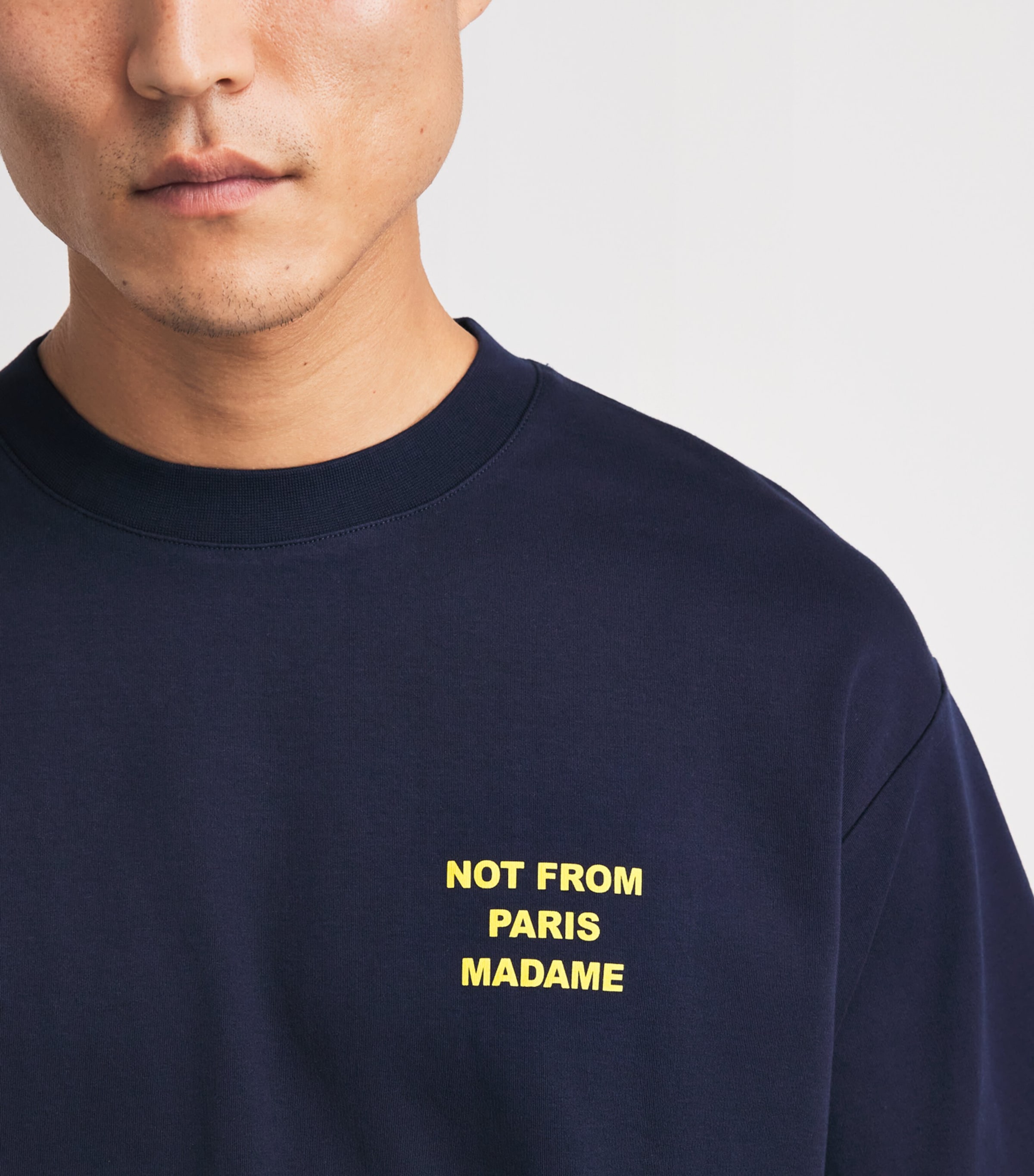 Drôle de Monsieur Mens Cotton Slogan T-Shirt Navy Image 3
