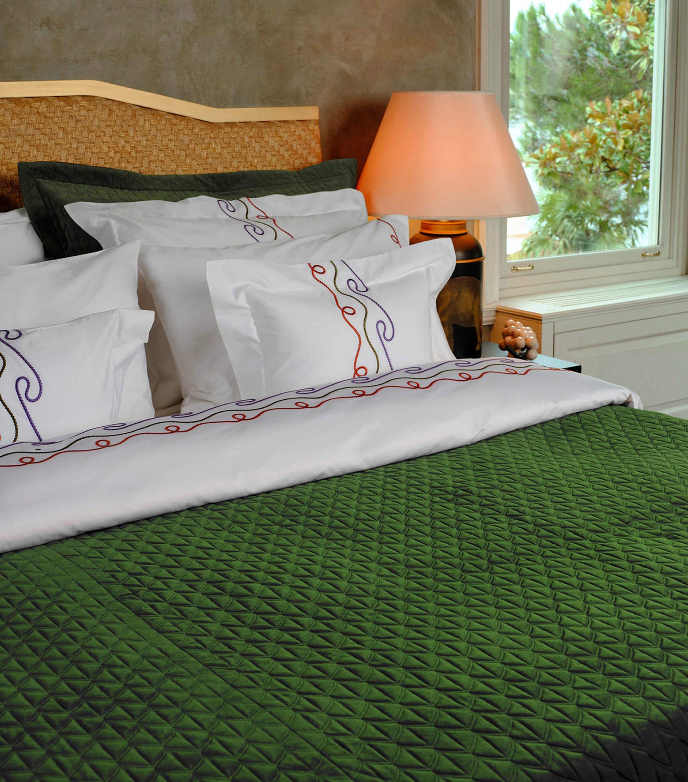 Haremlique Istanbul Cotton Quilted Priene Throw (135cm x 240cm) Green Image 2