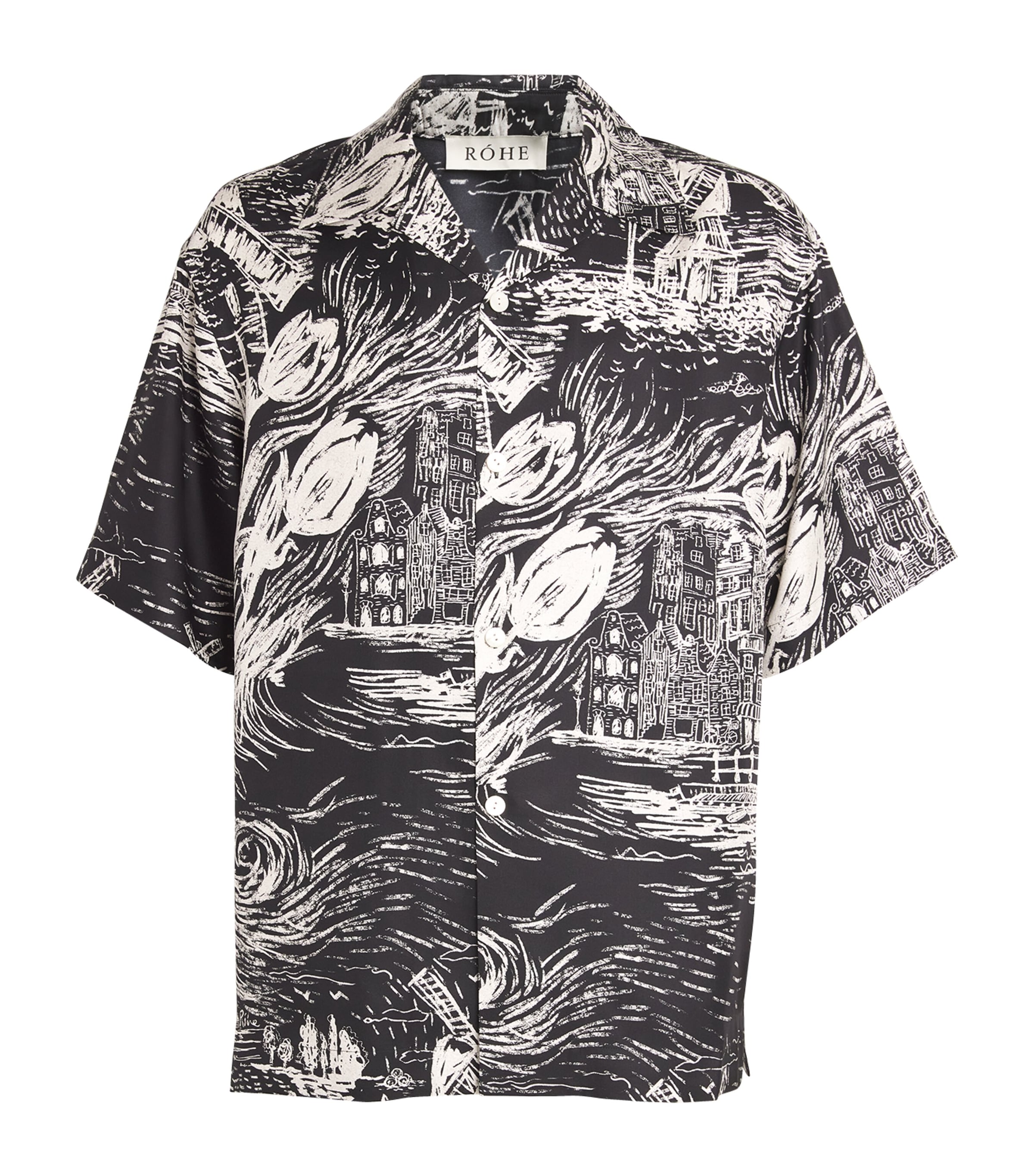 Shop Rohe Silk Printed Bowling Shirt