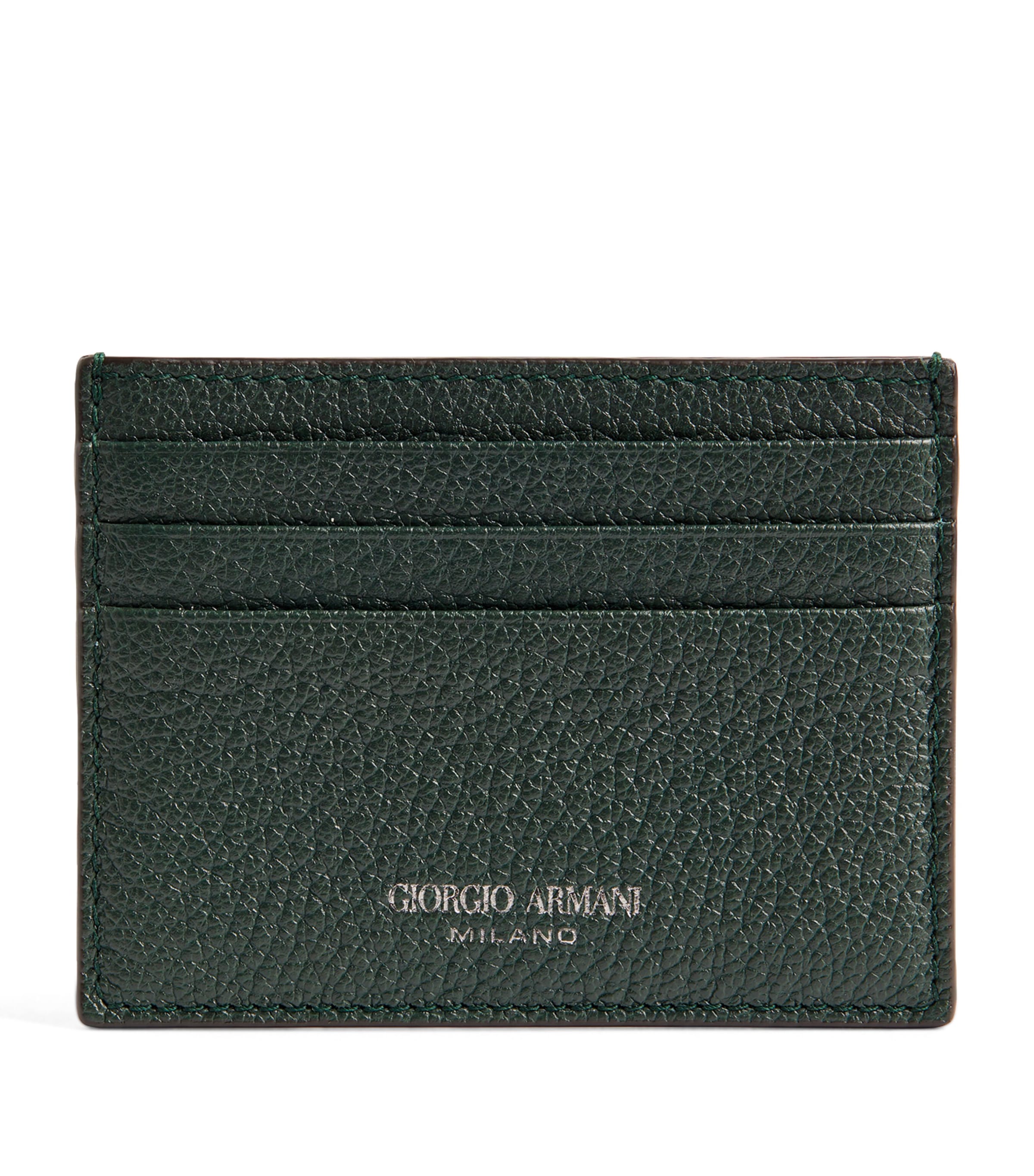 Giorgio Armani Leather Card Holder In Green