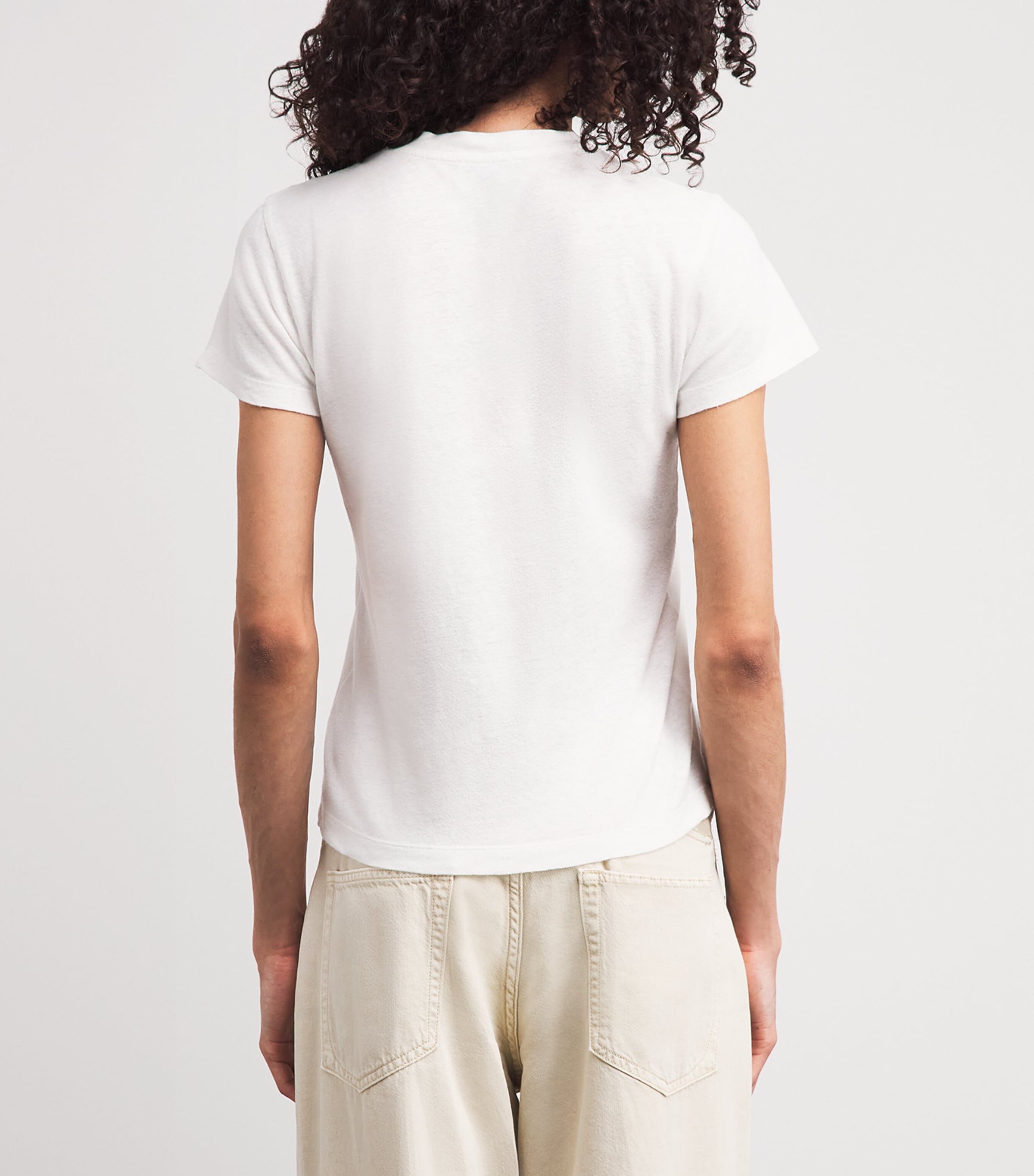 ME+EM Womens Hemp-Cotton V-Neck T-Shirt Fresh White Image 5
