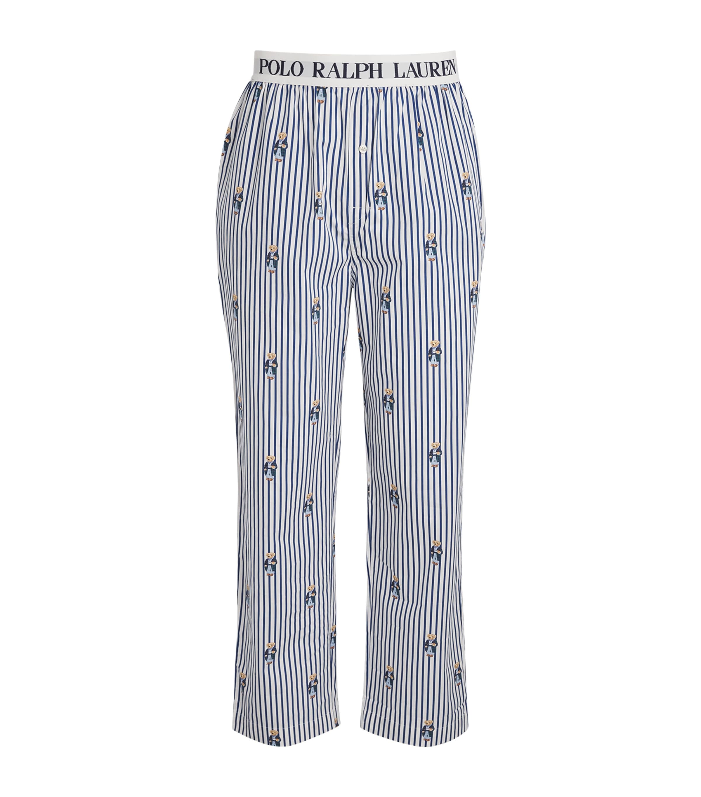 Polo Ralph Lauren Cotton Poplin Polo Bear Pyjama Bottoms In Blue