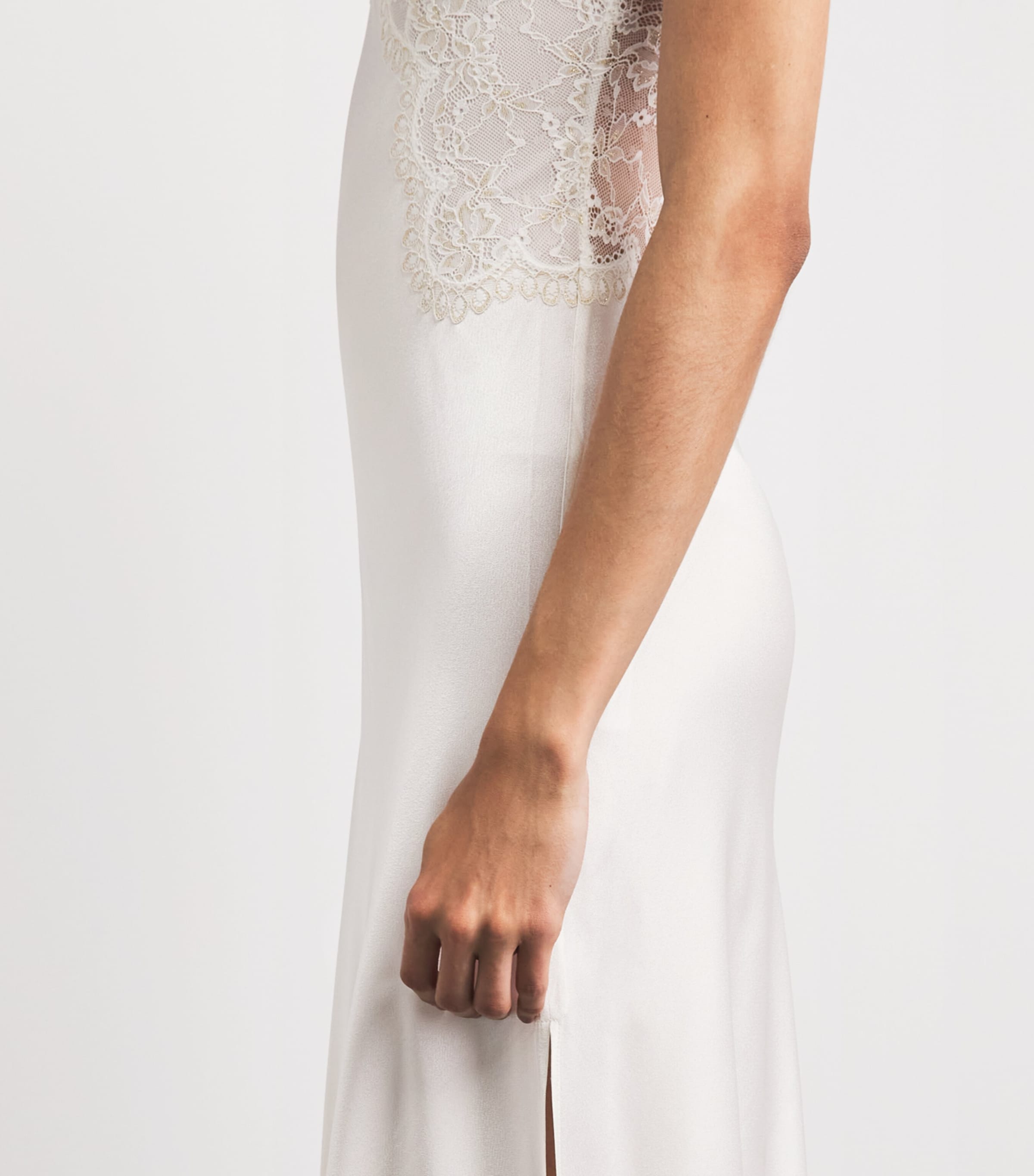 Bocan Womens Satin-Lace Sera Nightdress Off White Image 3