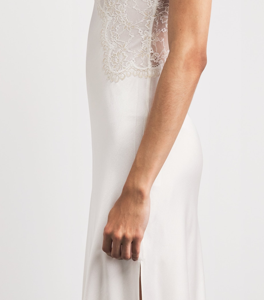 Bocan Womens Satin-Lace Sera Nightdress Off White Image 3