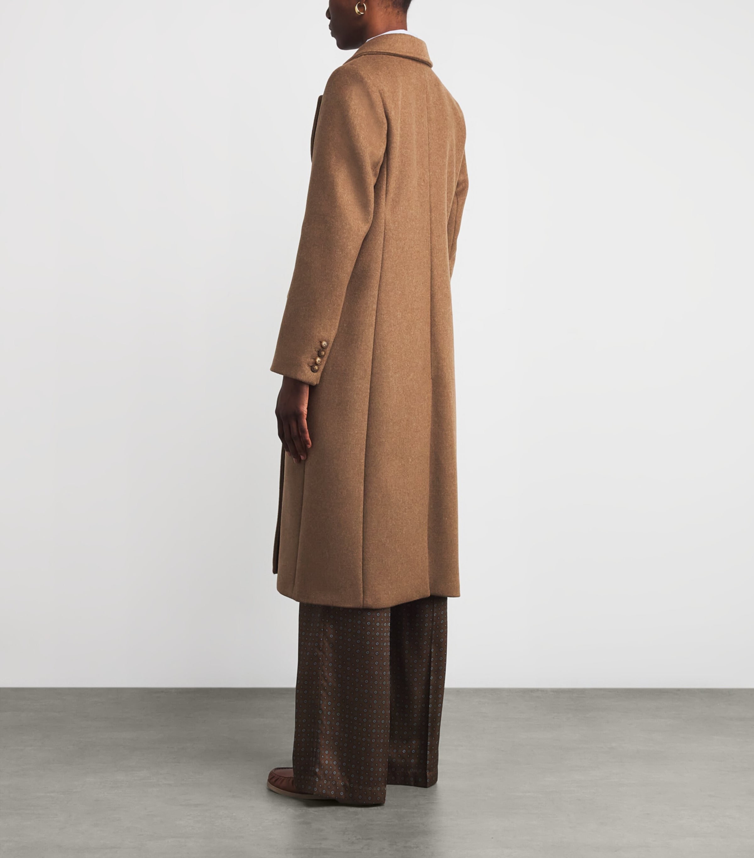 Wool-Blend Longline Coat DARK BEIGE Image 4