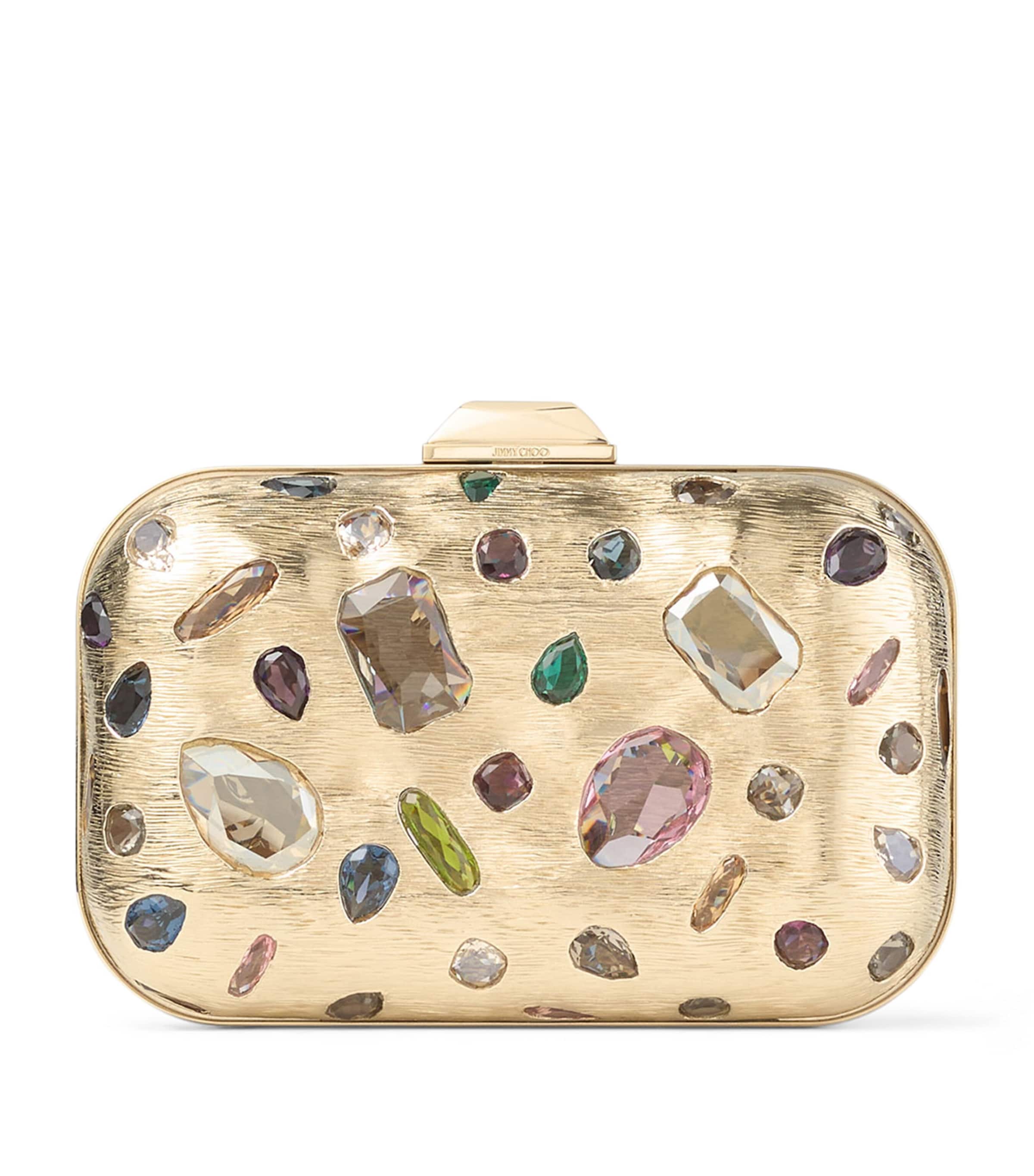 Jimmy Choo Crystal-Embellished Cloud Clutch Bag Gold/multi Image 1