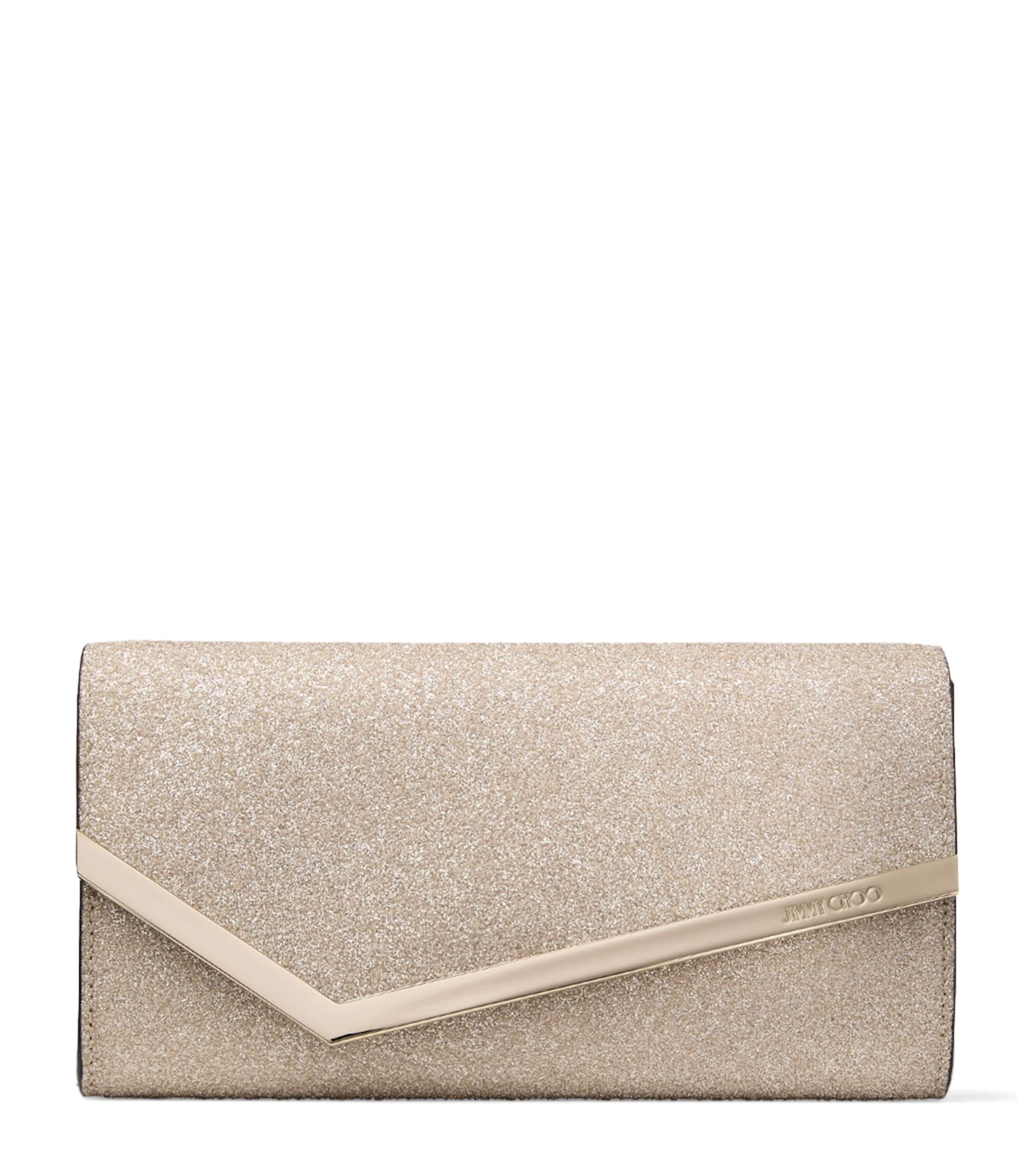 Jimmy Choo Glitter Emmie Clutch Bag Light Soft Gold/ligh Image 1