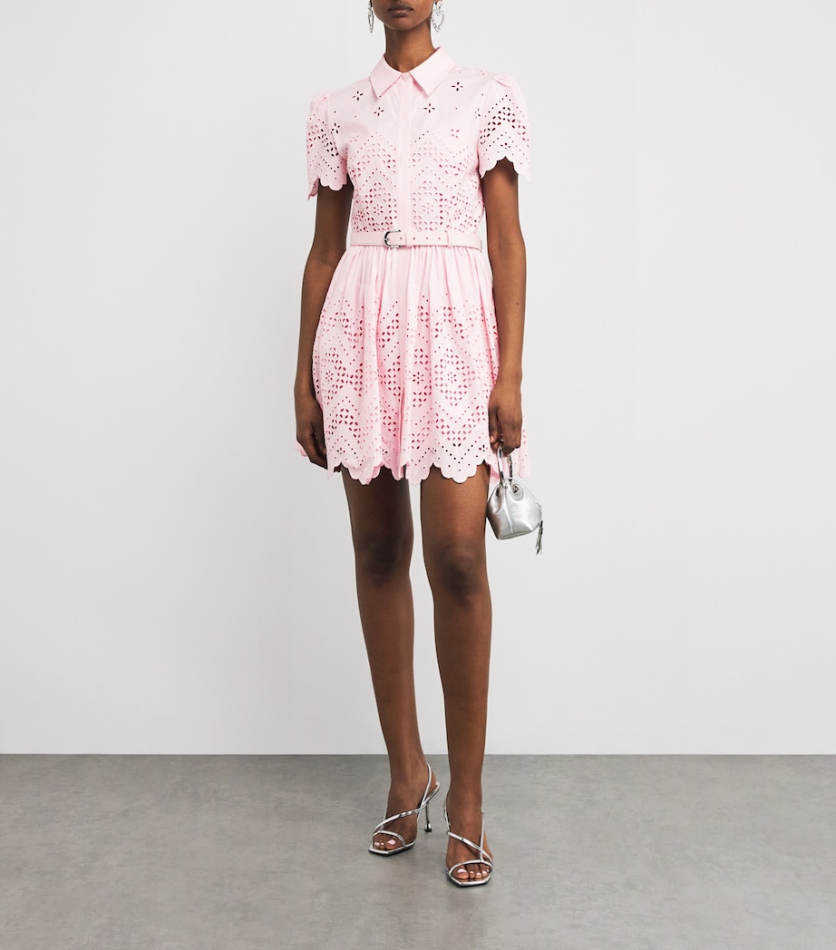 Broderie Anglaise Belted Mini Dress PINK Image 2