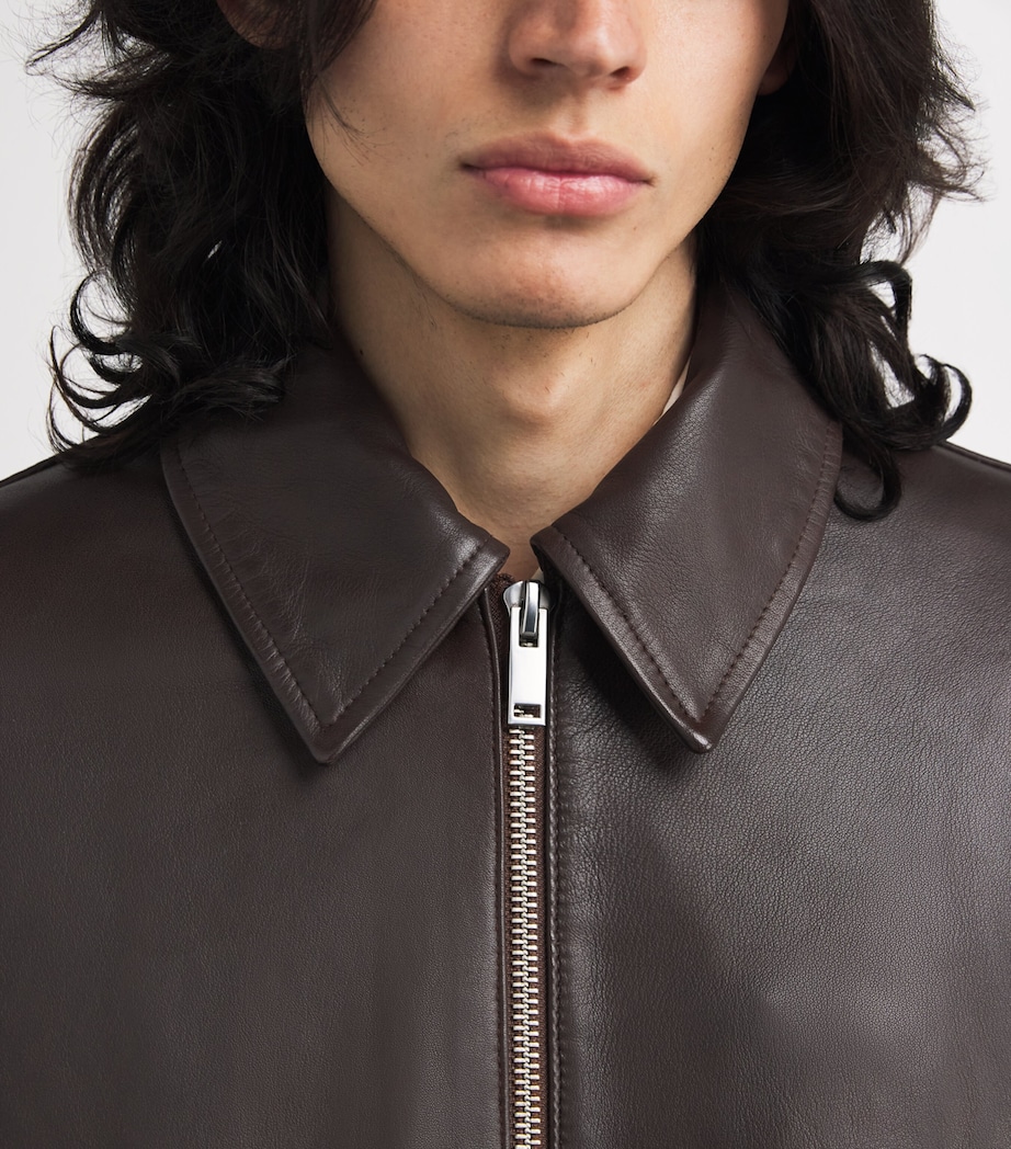 Piston Leather Bomber Jacket BROWN Image 6