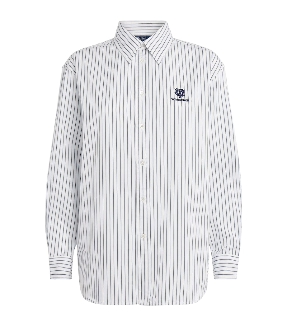 Polo Ralph Lauren Womens x Wimbledon Stripe Shirt Wht/ofc Blu/ref Nvy Image 1