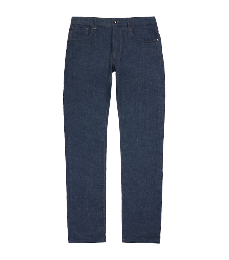 Pal Zileri Mens Cotton-Linen-Blend Straight Jeans Blue Image 1