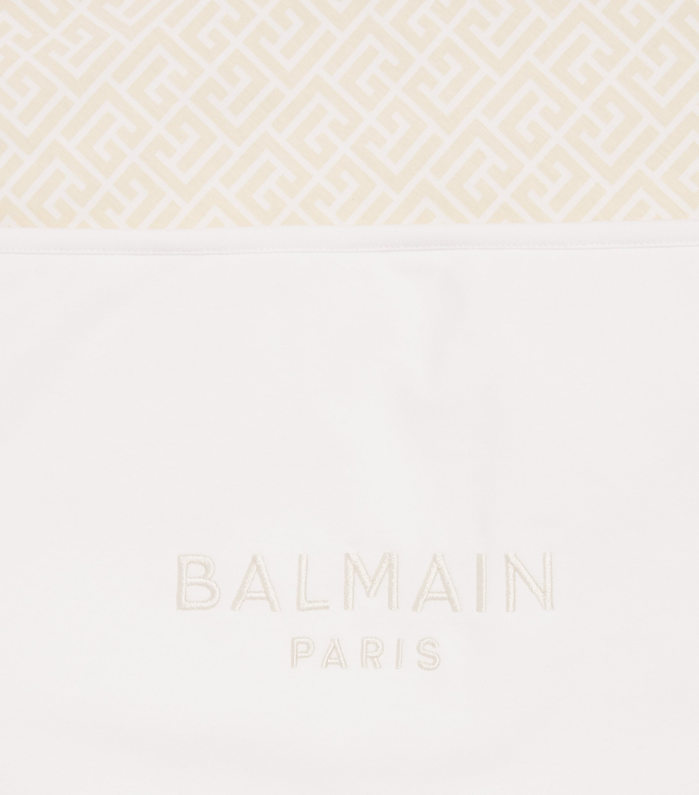 Cotton Monogram Blanket 100BG WHITE/BEIGE Image 3