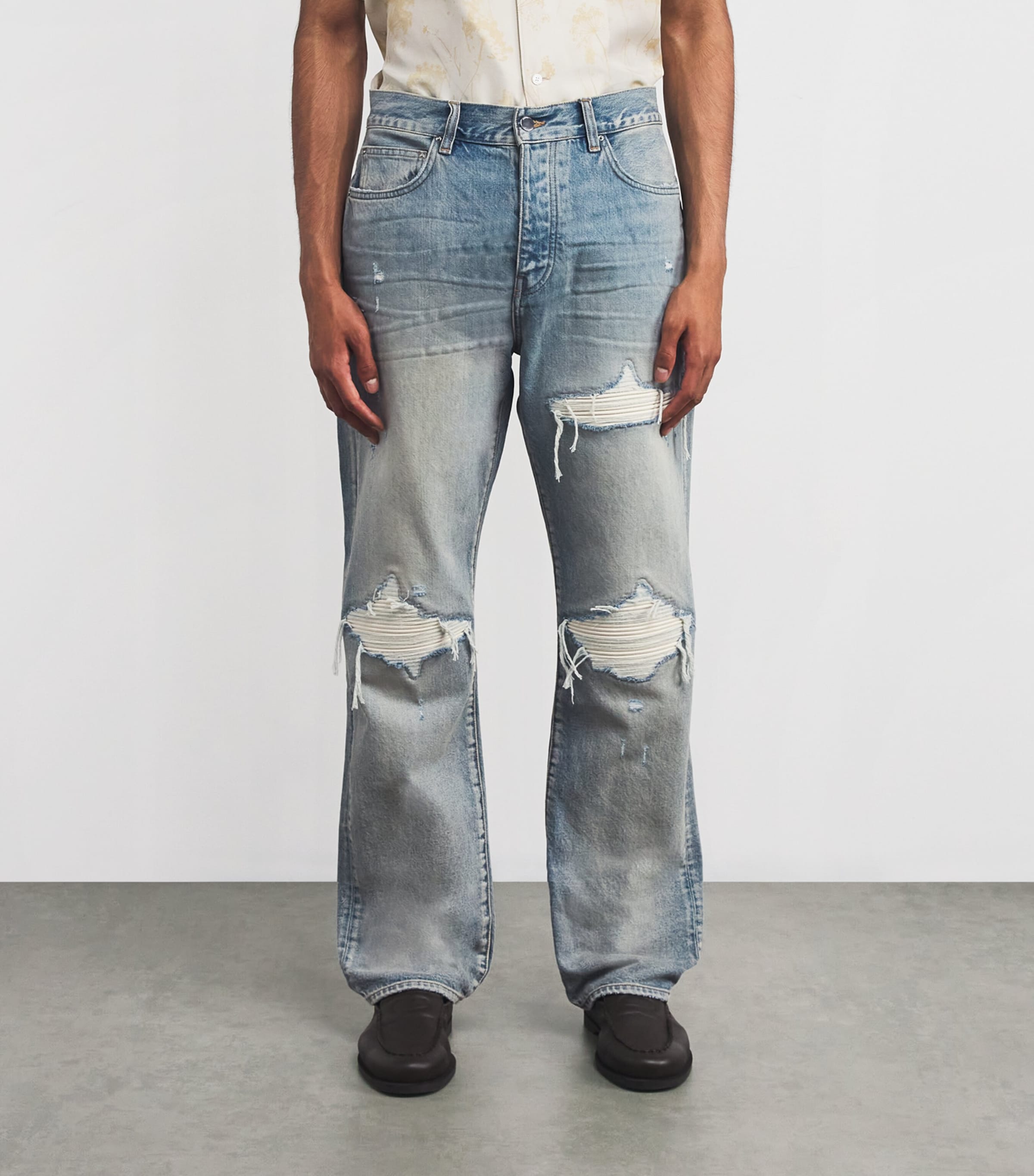 Distressed MX1 Straight Jeans ANTIQUE INDIGO Image 3