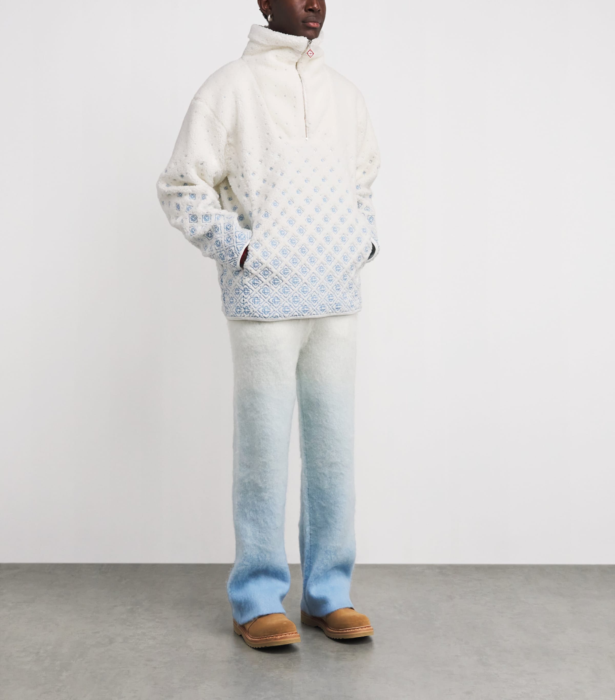 Embroidered Gradient Fleece Jacket WHITE Image 2