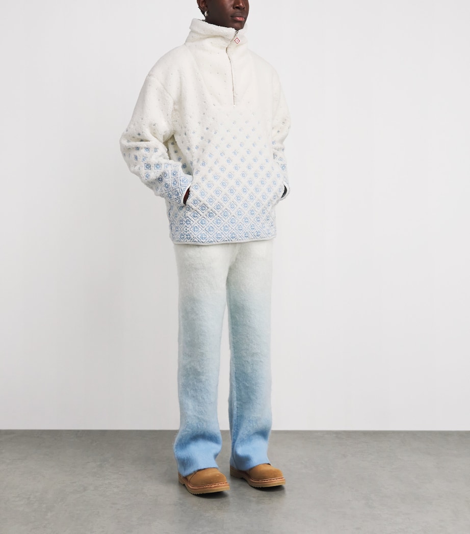 Embroidered Gradient Fleece Jacket WHITE Image 2