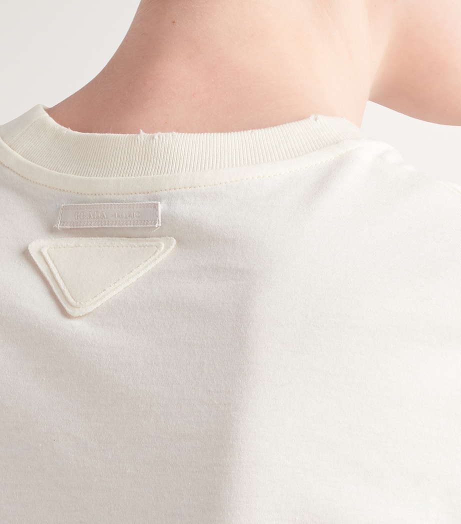 Prada Womens Cotton Savoy Logo T-Shirt Image 3