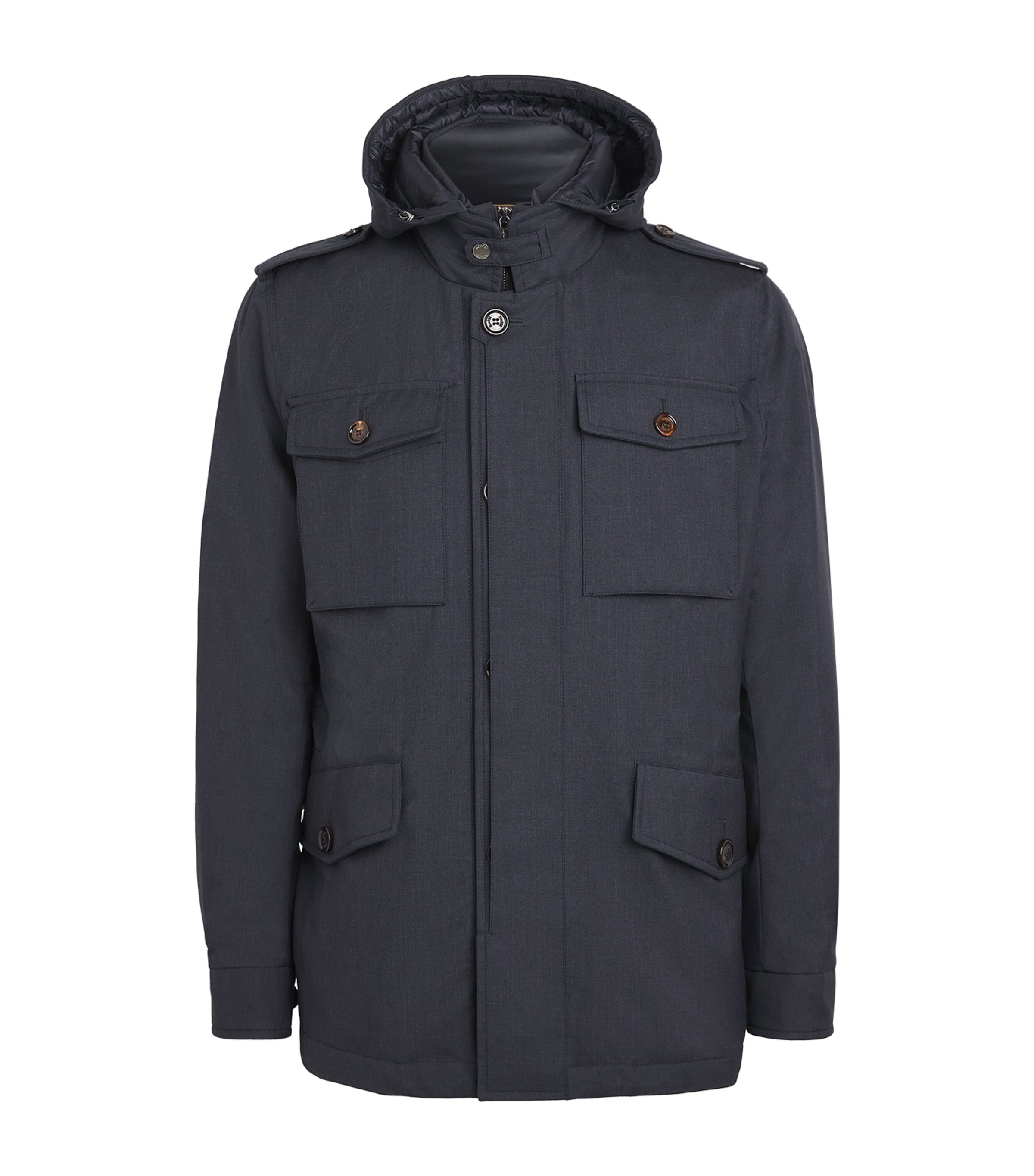 Virgin Wool-Silk Down Coat DARK BLU U0402 Image 1