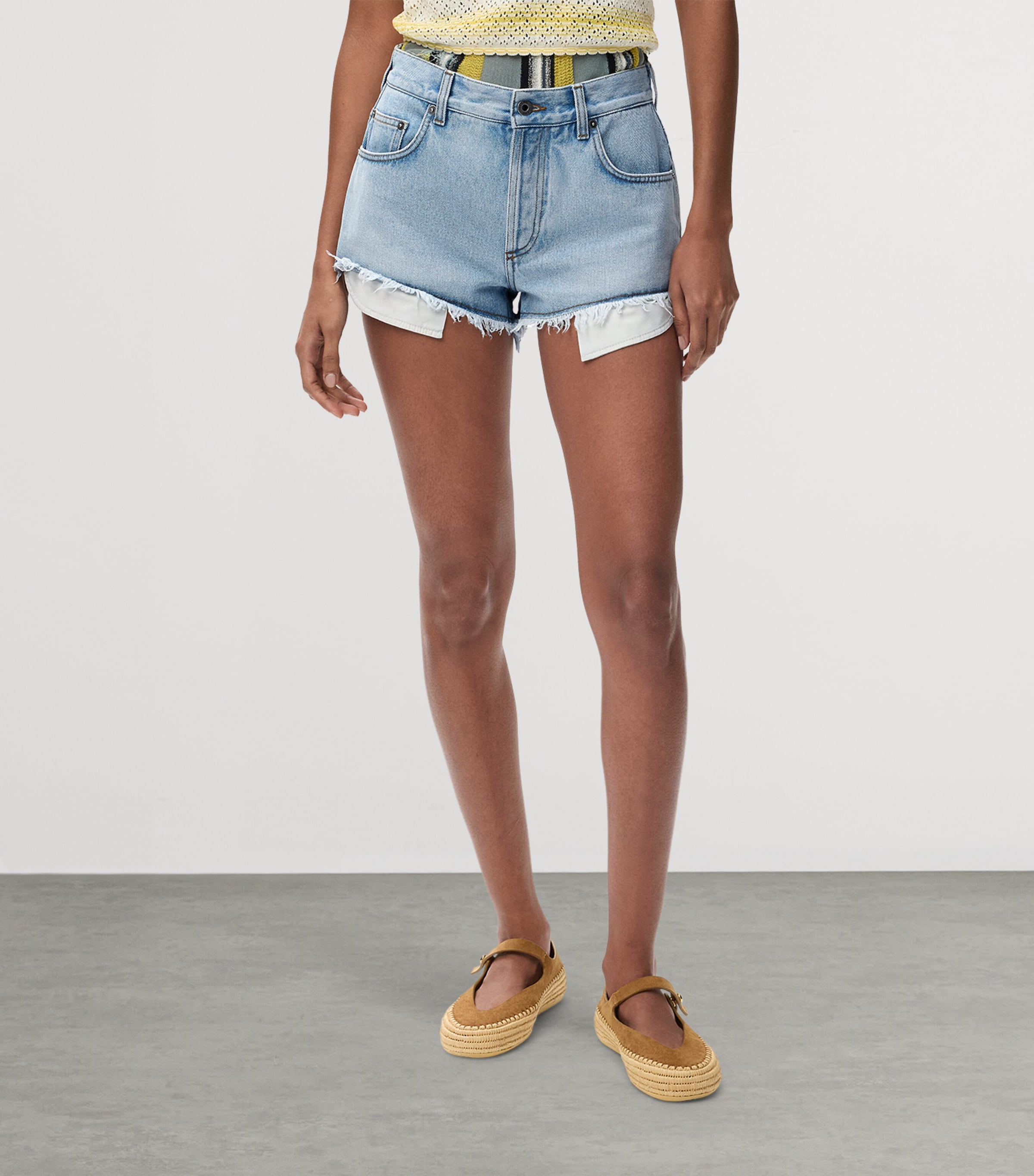 LOEWE Womens x Paula's Ibiza Anagram Denim Shorts Washed Blue Image 3