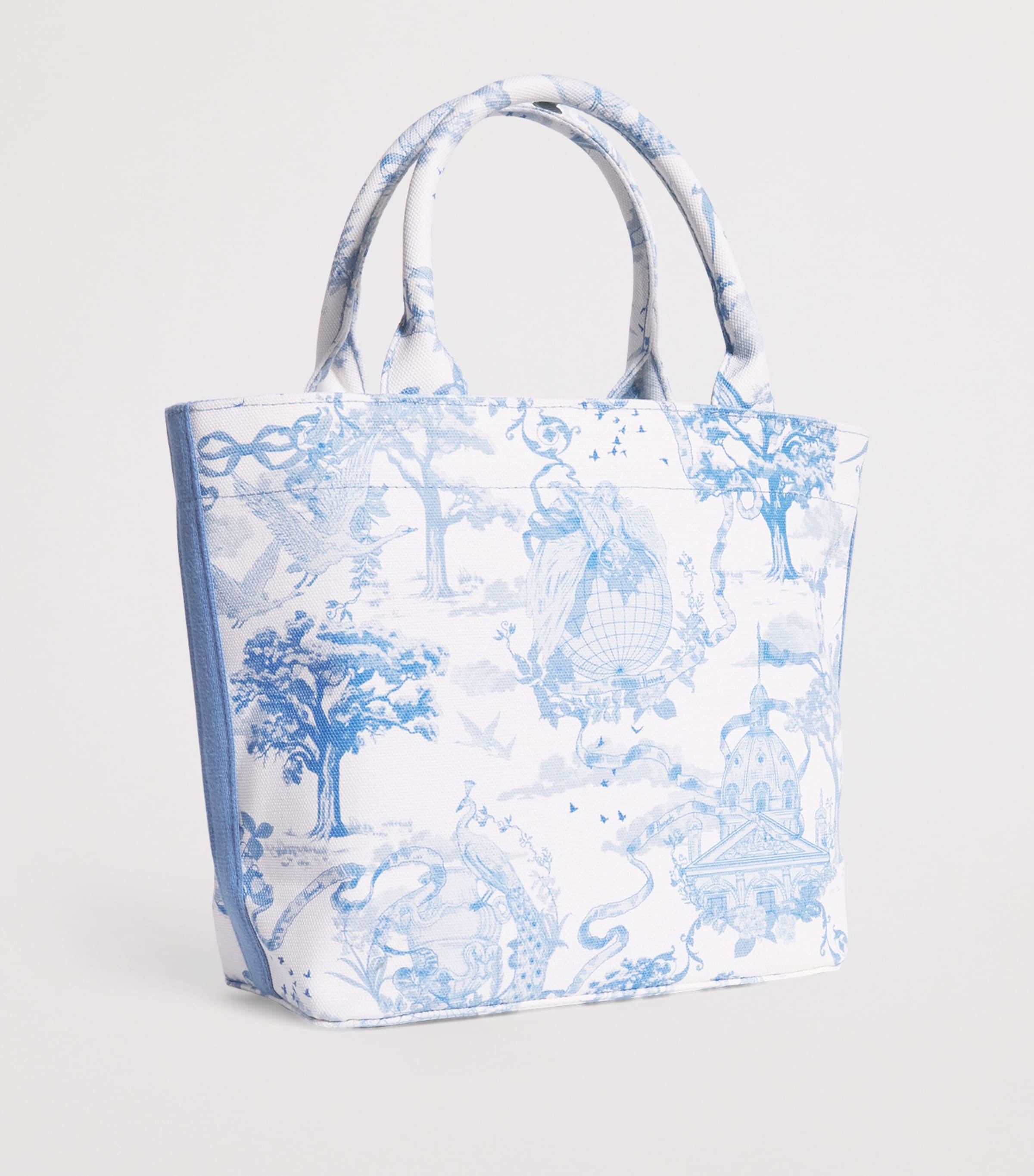 Harrods Small Toile Print Tote Bag Blue Image 2