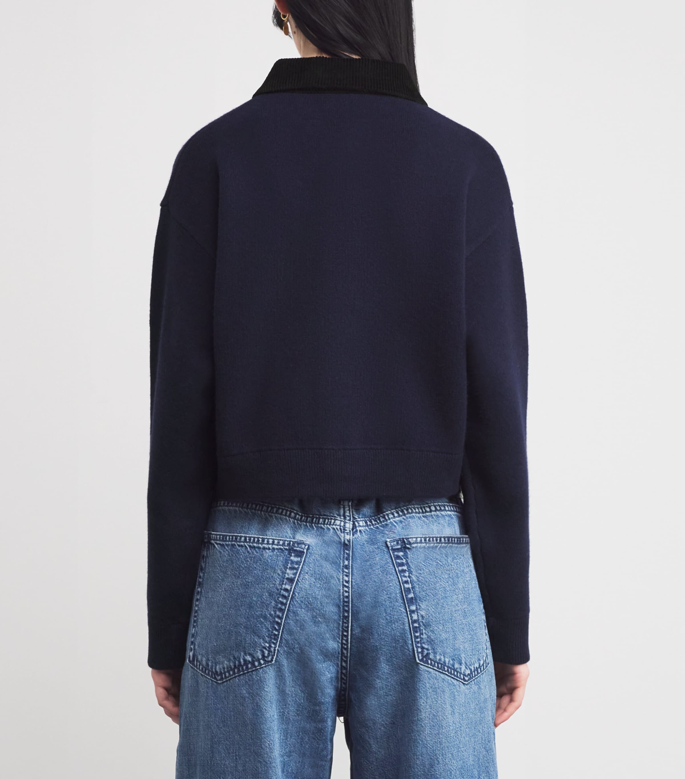 Corduroy-Collar Cardigan DUAL-COLOR Image 4