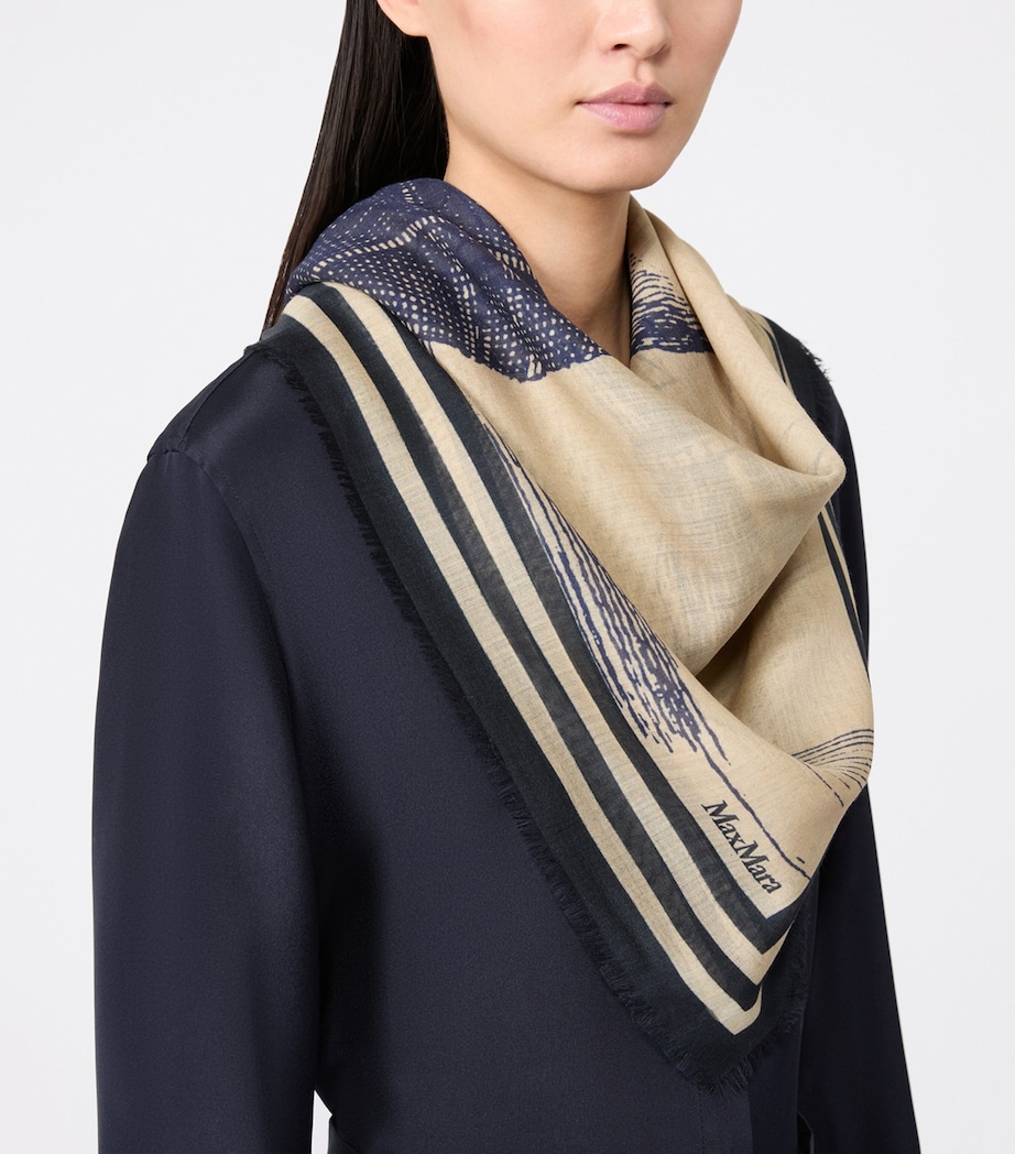Max Mara Silk Printed Scarf Natural Image 2