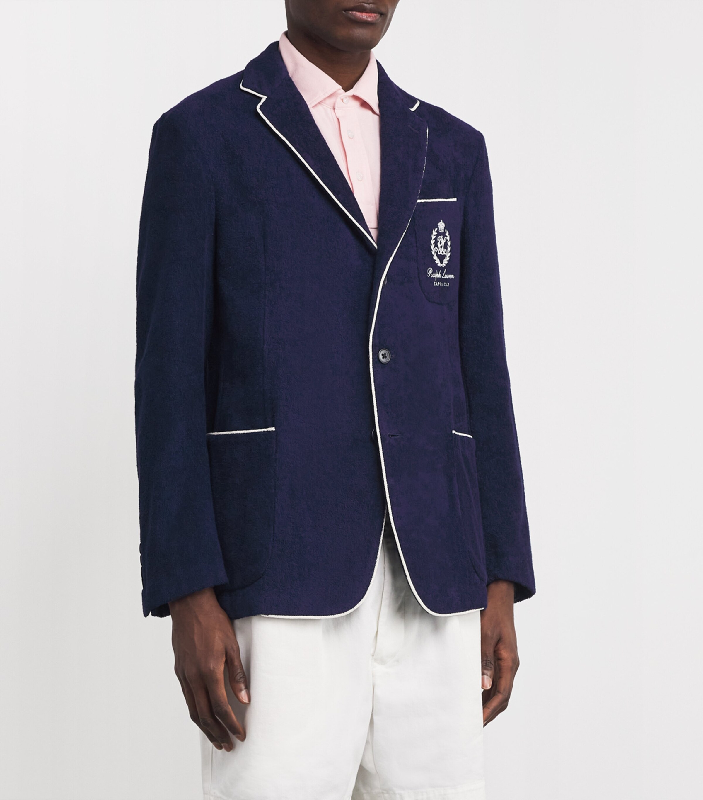 Ralph Lauren Purple Label Mens Cotton Crest Blazer Classic Chairman Nav Image 3