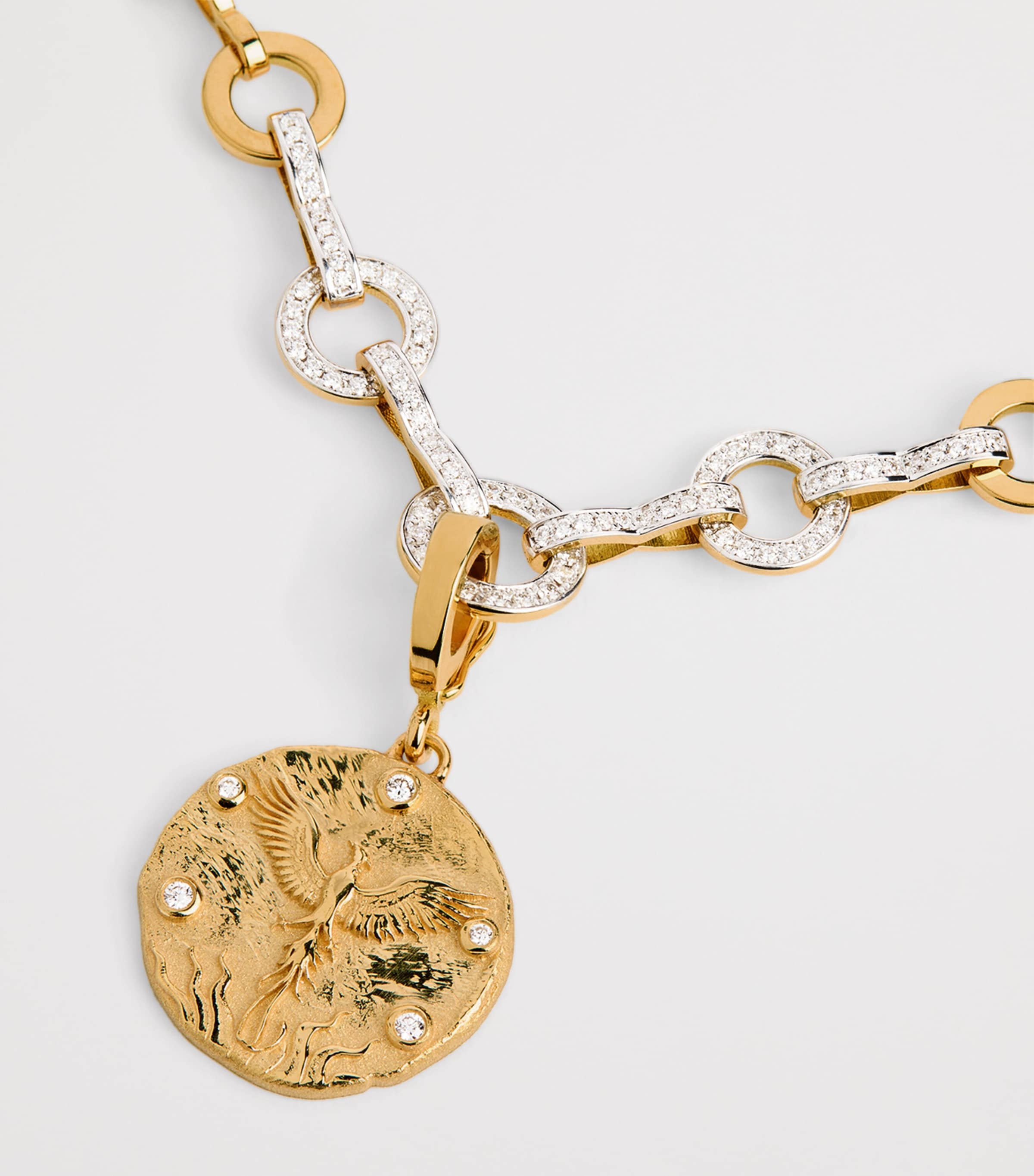 Yellow Gold and Diamond Phoenix Coin Charm YELLOW GOLD Image 5