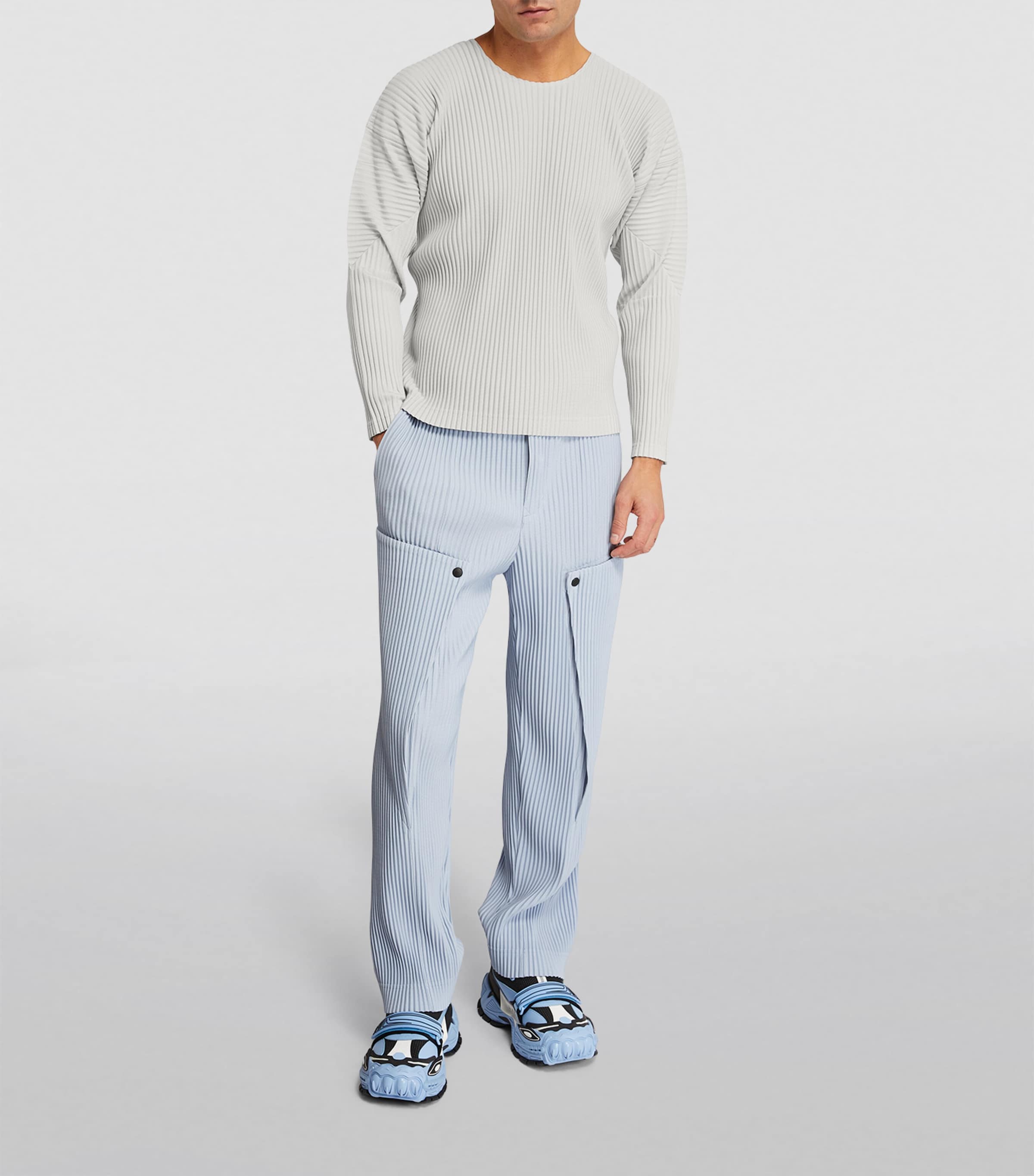 Homme Plissé Issey Miyake Grey Pleated Long-Sleeve T-Shirt