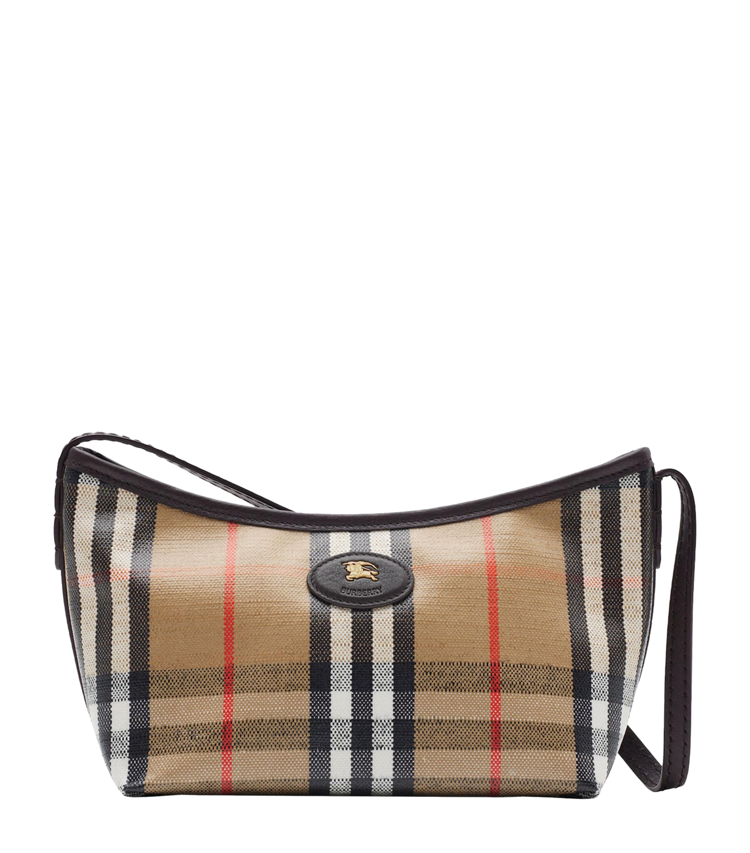Burberry Womens Sand Mini Highlands Waxed-cotton Baguette Shoulder Bag In Sand