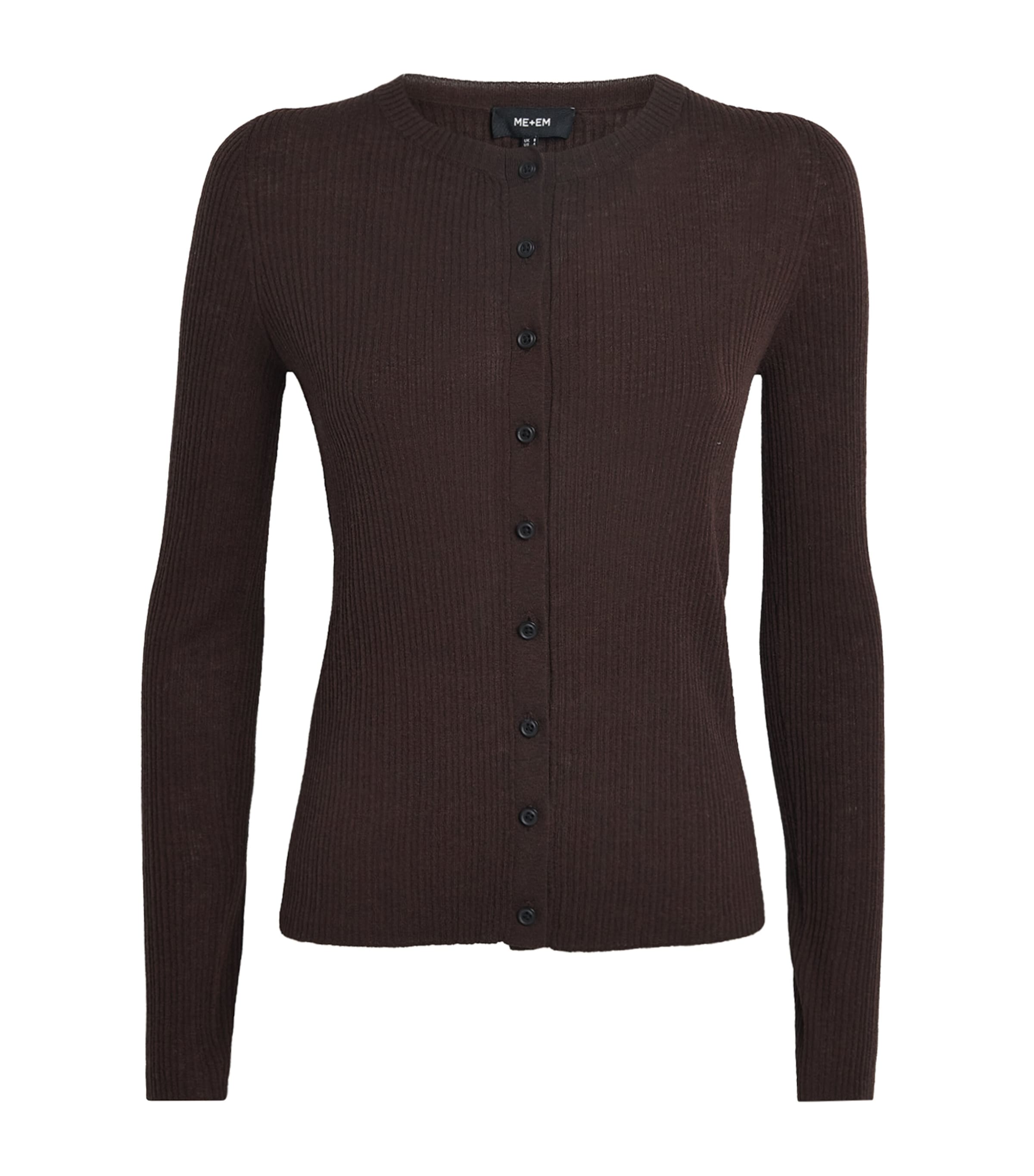 Me+em Wool-cashmere Barely There Cardigan In Brown