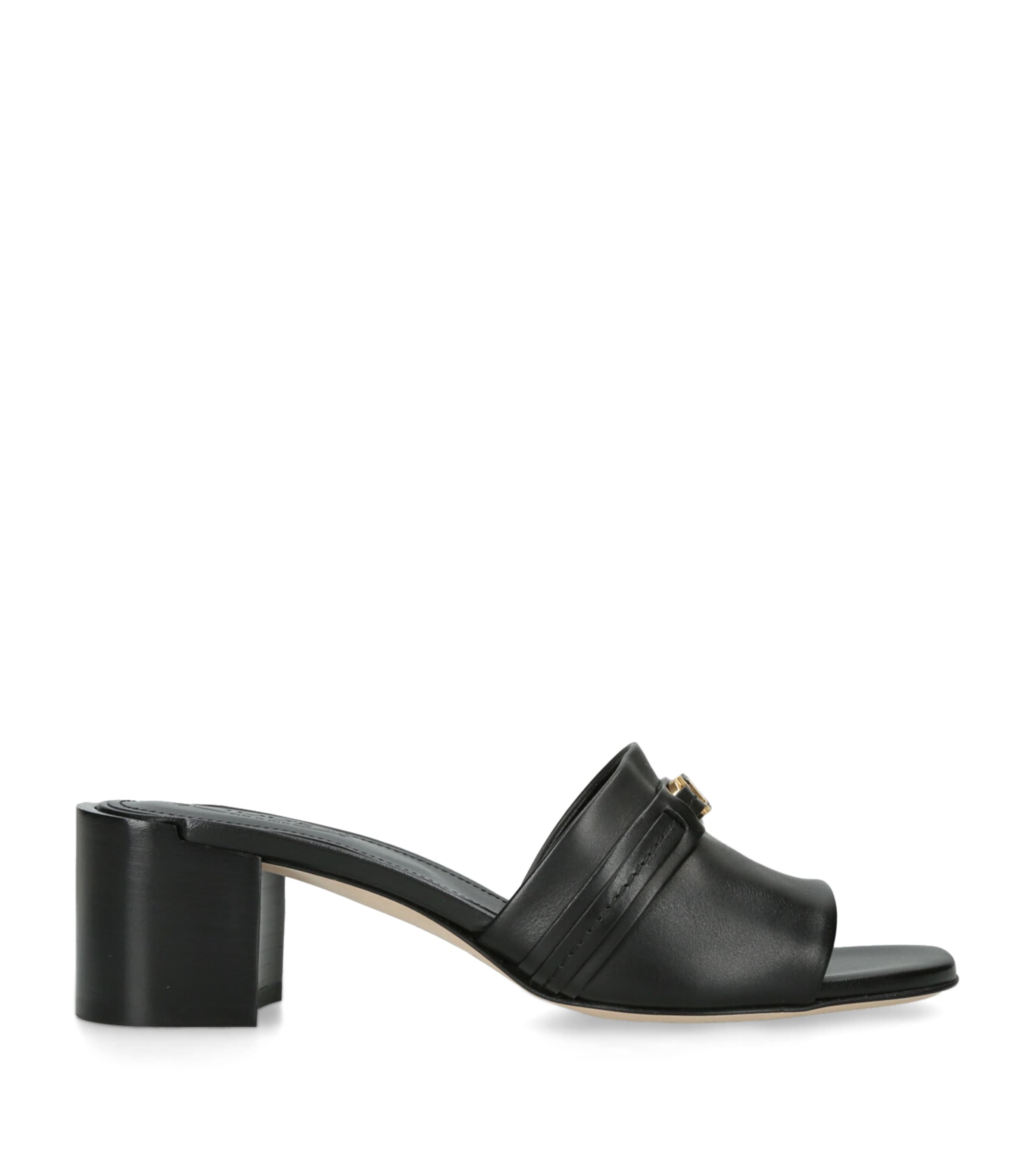 Tod's Leather Cuoio Heeled Mules 55 Black Image 1