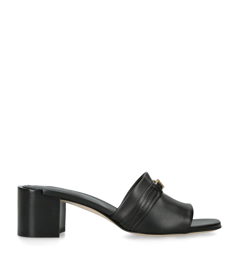 Tod's Leather Cuoio Heeled Mules 55 Black Image 1