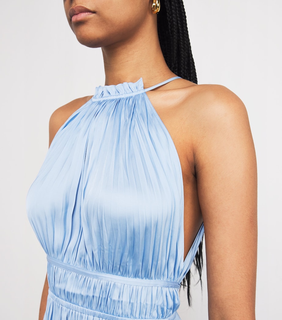 Satin Pleated Midi Dress BLUE SKY Image 4