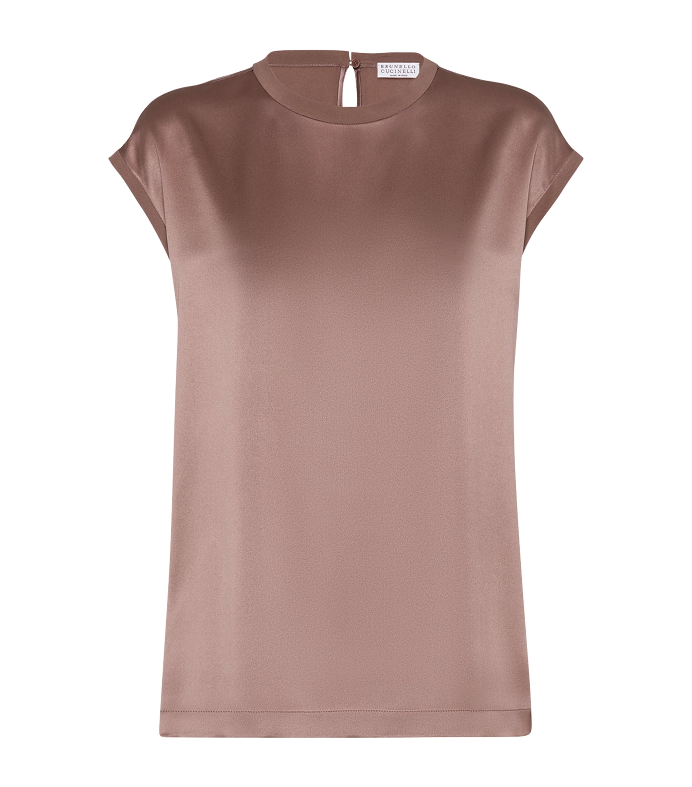 Brunello Cucinelli Stretch-silk T-shirt In Red