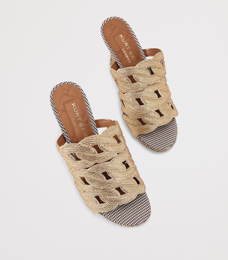 Leather Embellished Chain Heeled Mules 85 GOLD COMB Image 4