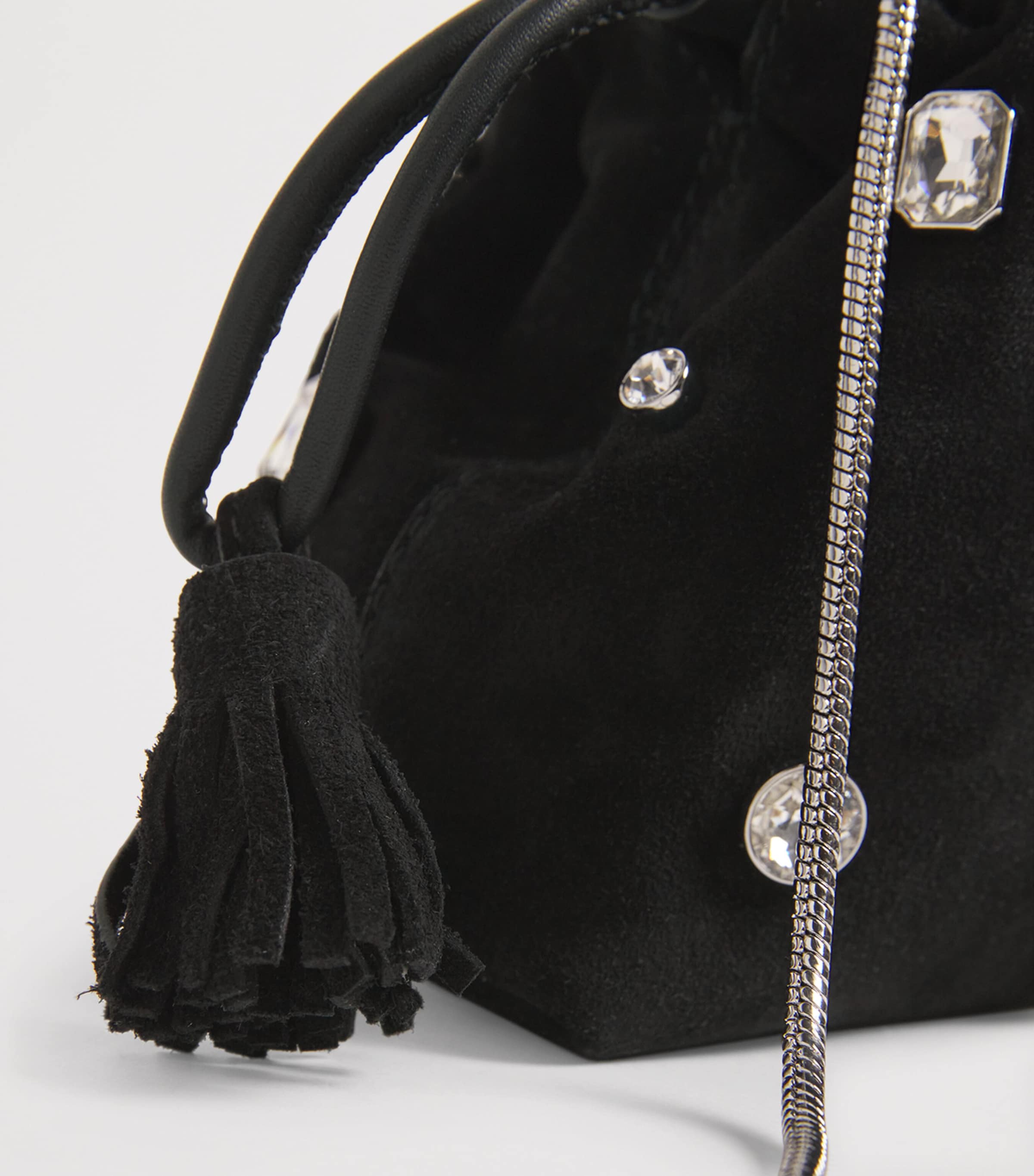 Small Suede Stash Cross-Body Bag B0002 BLACK Image 7