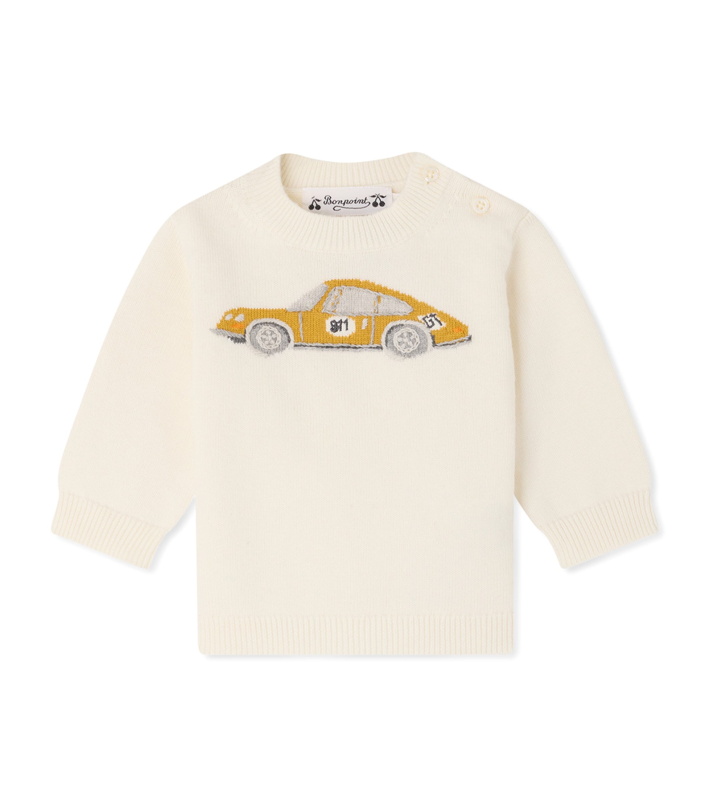 Bonpoint x Porsche Cotton-Cashmere Sweater (6-18 Months) Upb Blanc Lait Image 1