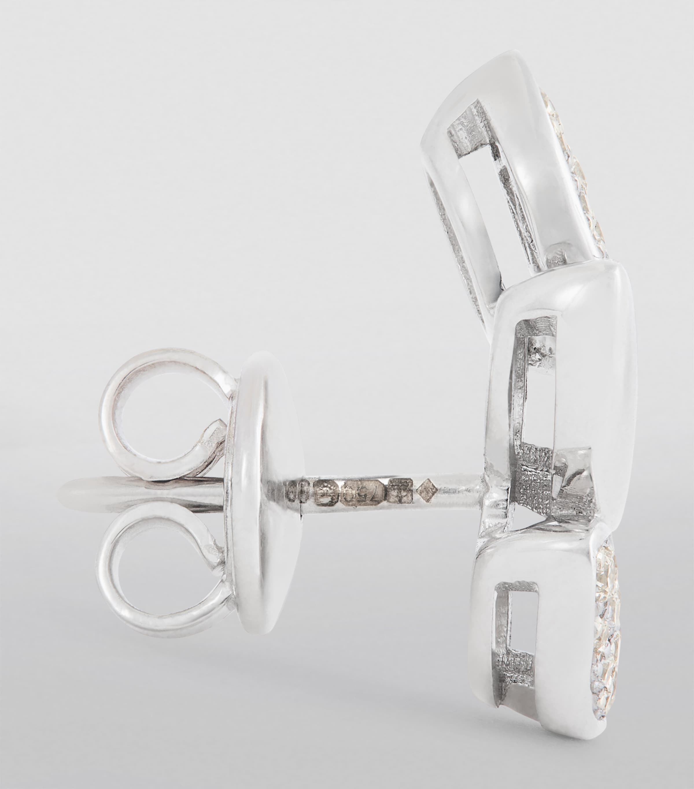 White Gold and Diamond Navette Earrings WHITE GOLD Image 3