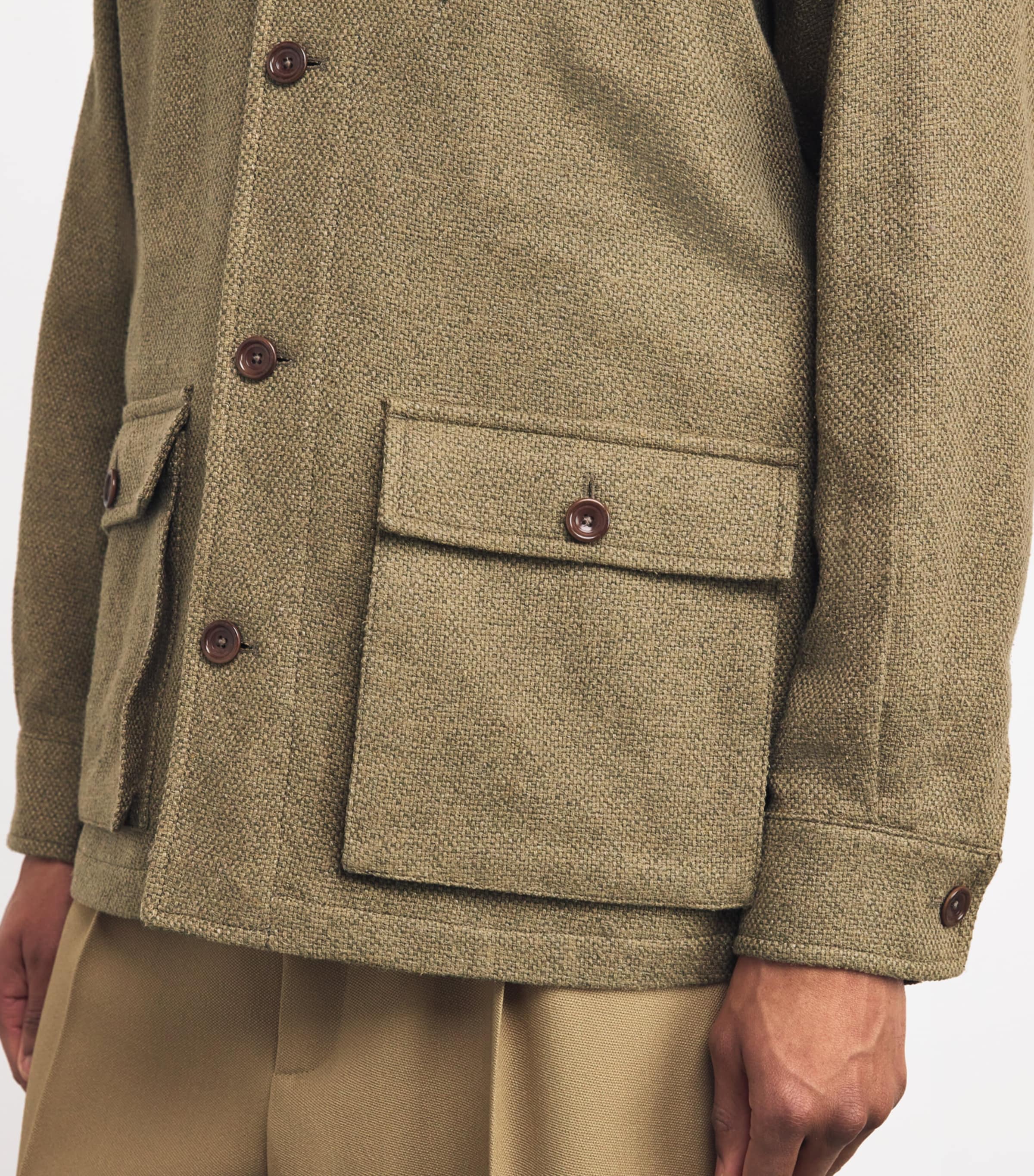 Silk-Linen-Cotton Utility Jacket PALE SAGE Image 6