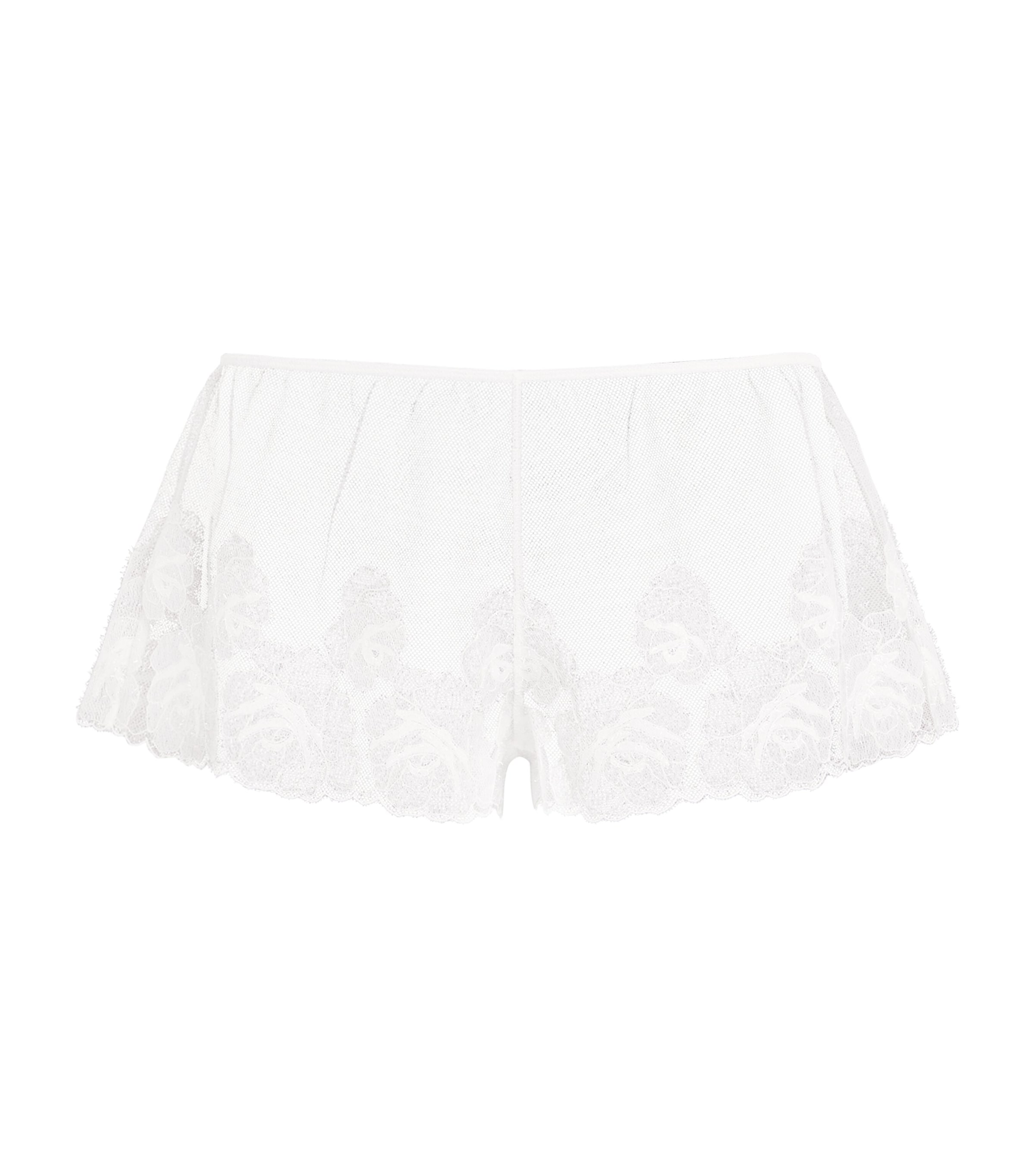 Kiki de Montparnasse Womens Lace Fleurs Veloutées Shorts Ivory Image 1
