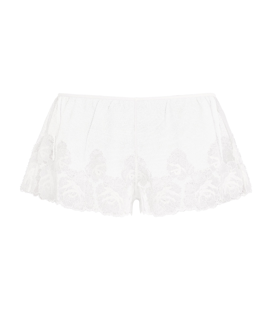 Kiki de Montparnasse Womens Lace Fleurs Veloutées Shorts Ivory Image 1