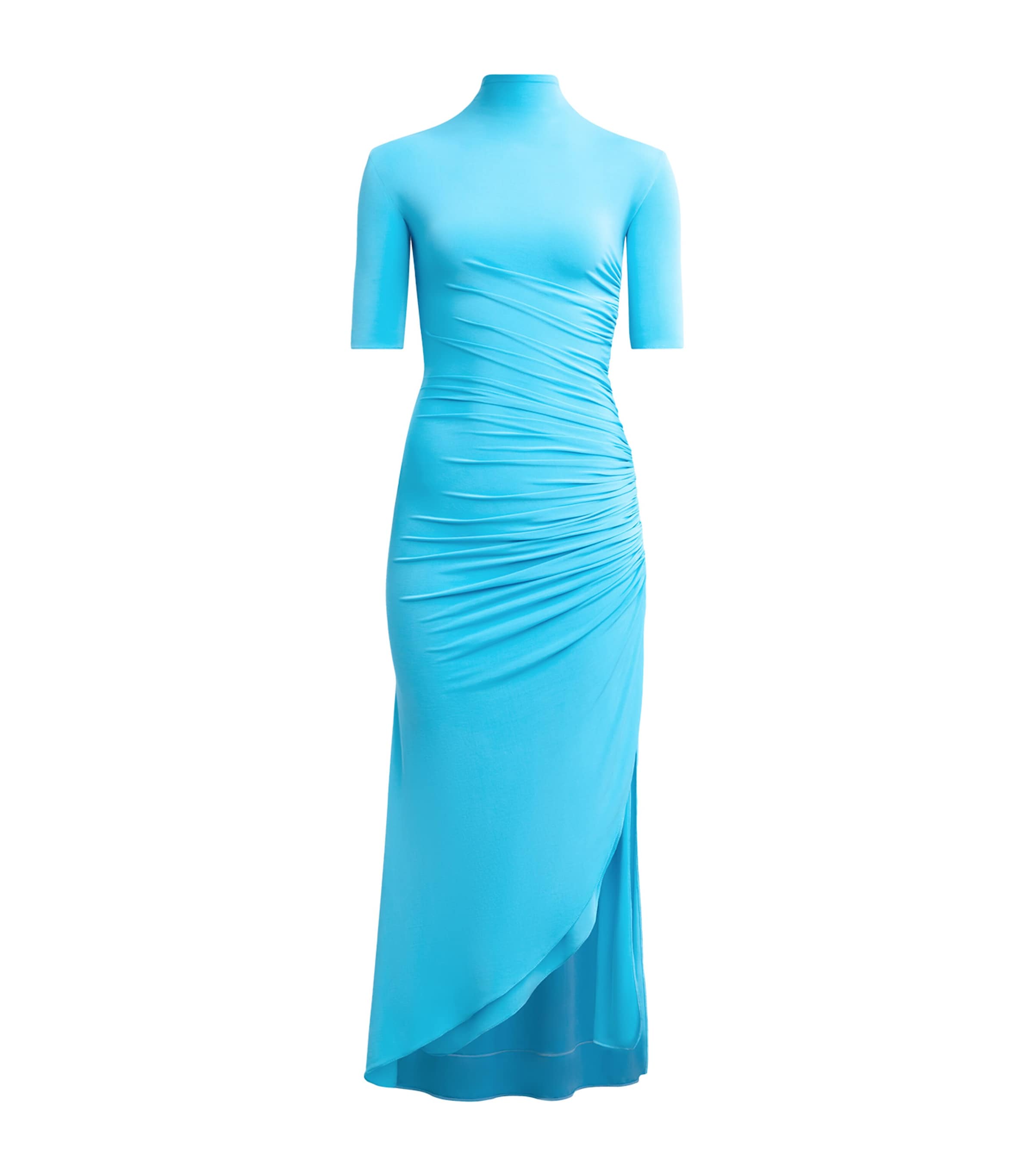 Alaa Turquoise Ruched Midi Dress | Harrods US