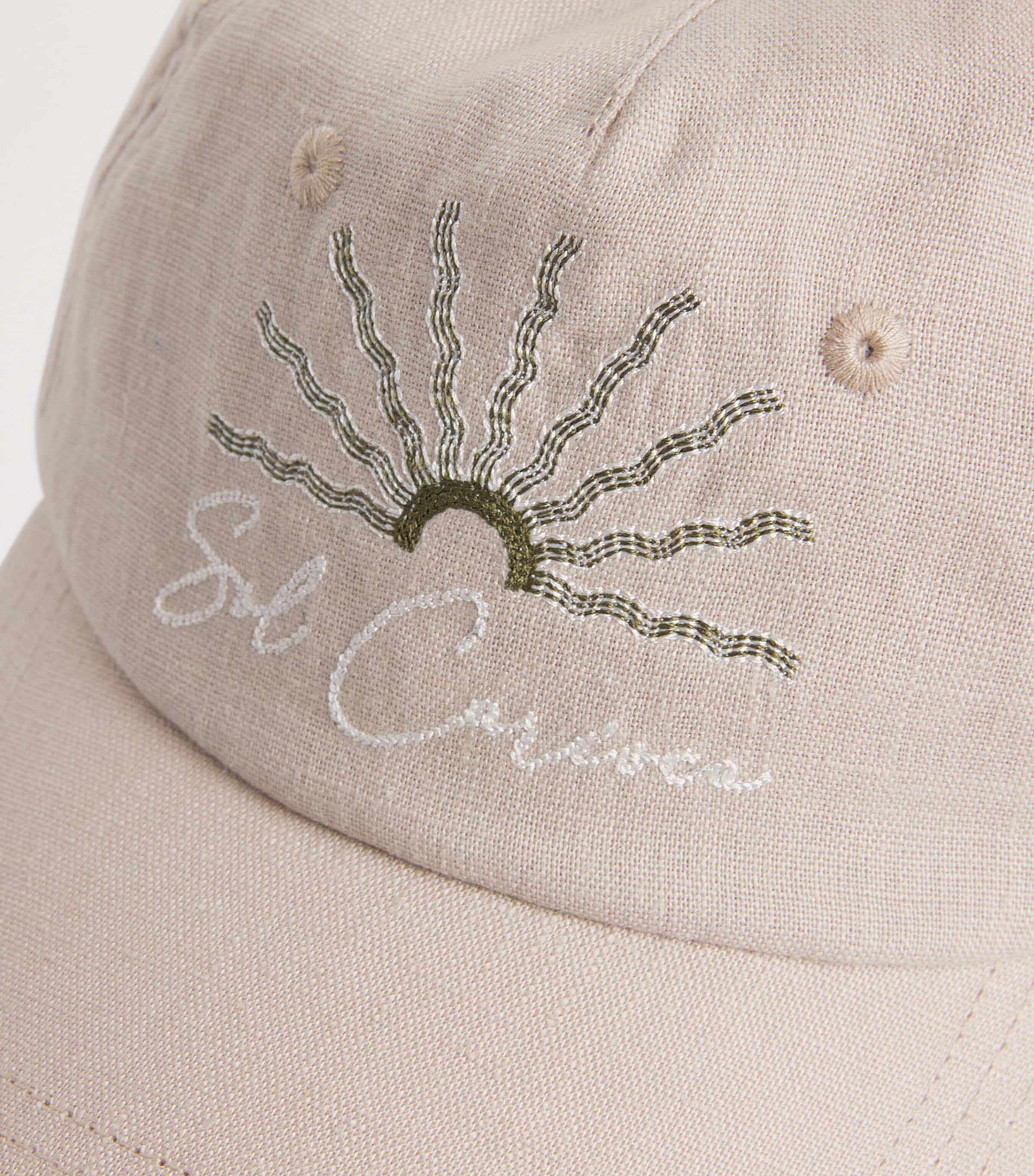 Frescobol Carioca Linen Embroidered Fernando Baseball Cap Beige Image 4