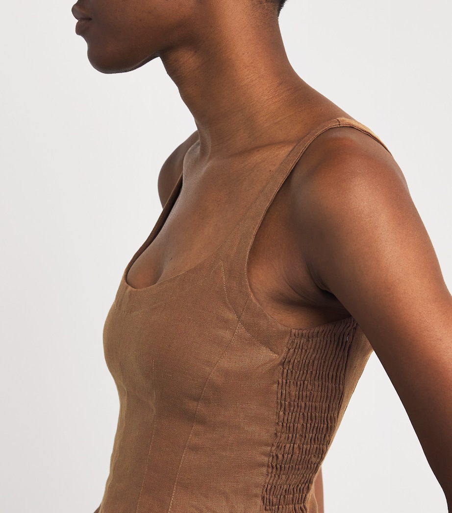 Linen Sleeveless Peplum Top CLAY Image 6