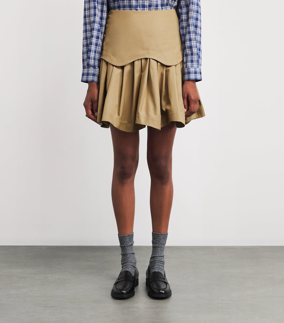 Cotton Ruffled Mini Skirt BEIGE Image 3