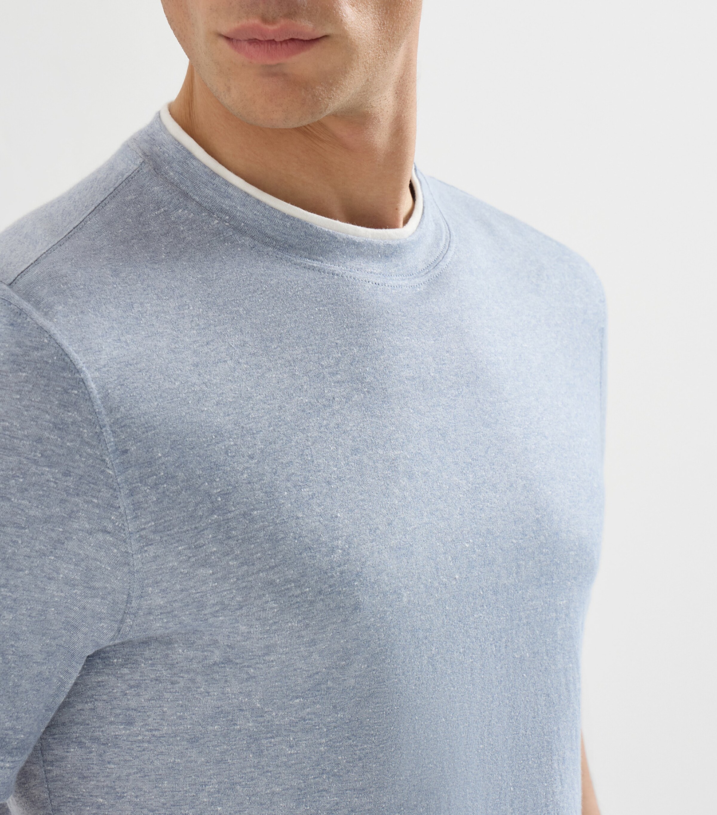 Brunello Cucinelli Mens Linen-Cotton Faux-Layered T-Shirt Image 6