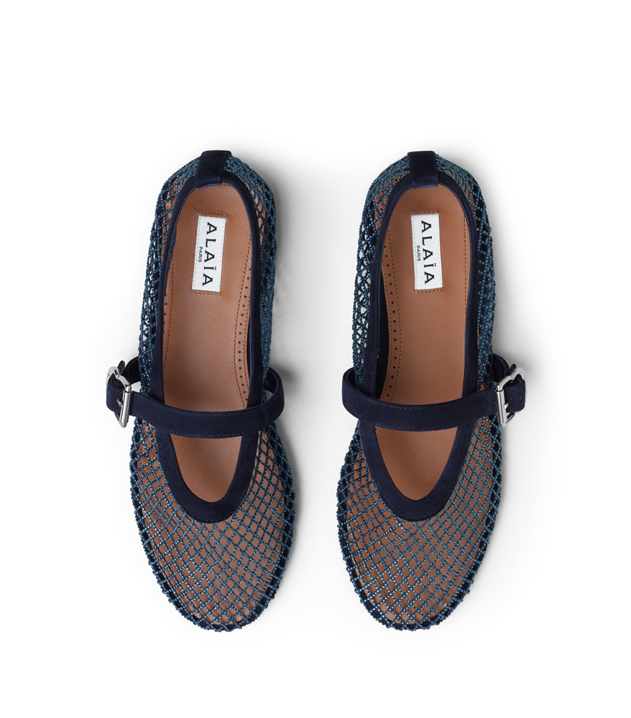 Alaïa Beaded Mesh Ballet Flats Midnight Blue Image 2