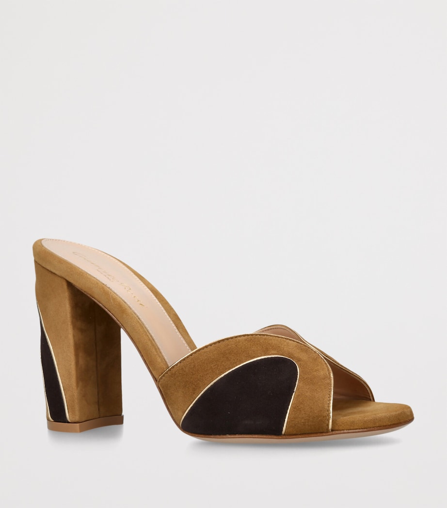 Suede Heeled Mules 95 BEIGE Image 3
